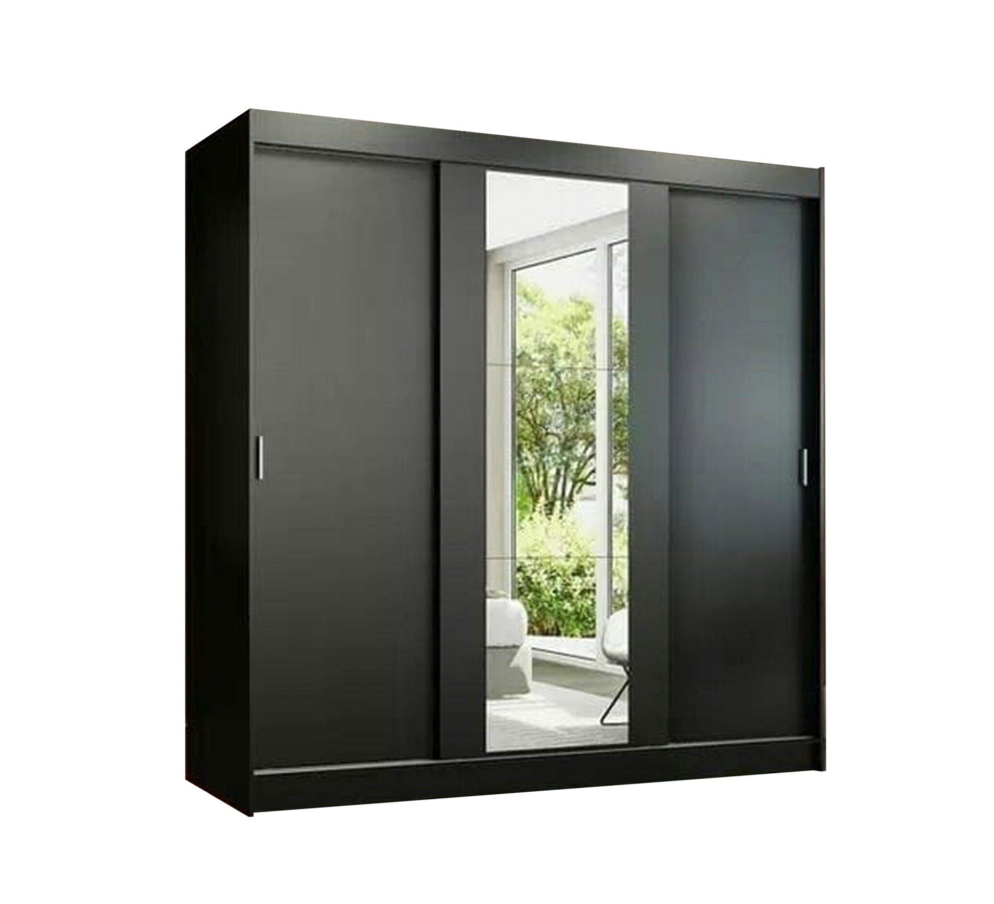 Black sliding wardrobe with mirror - Vitrine Furniture - Furniture