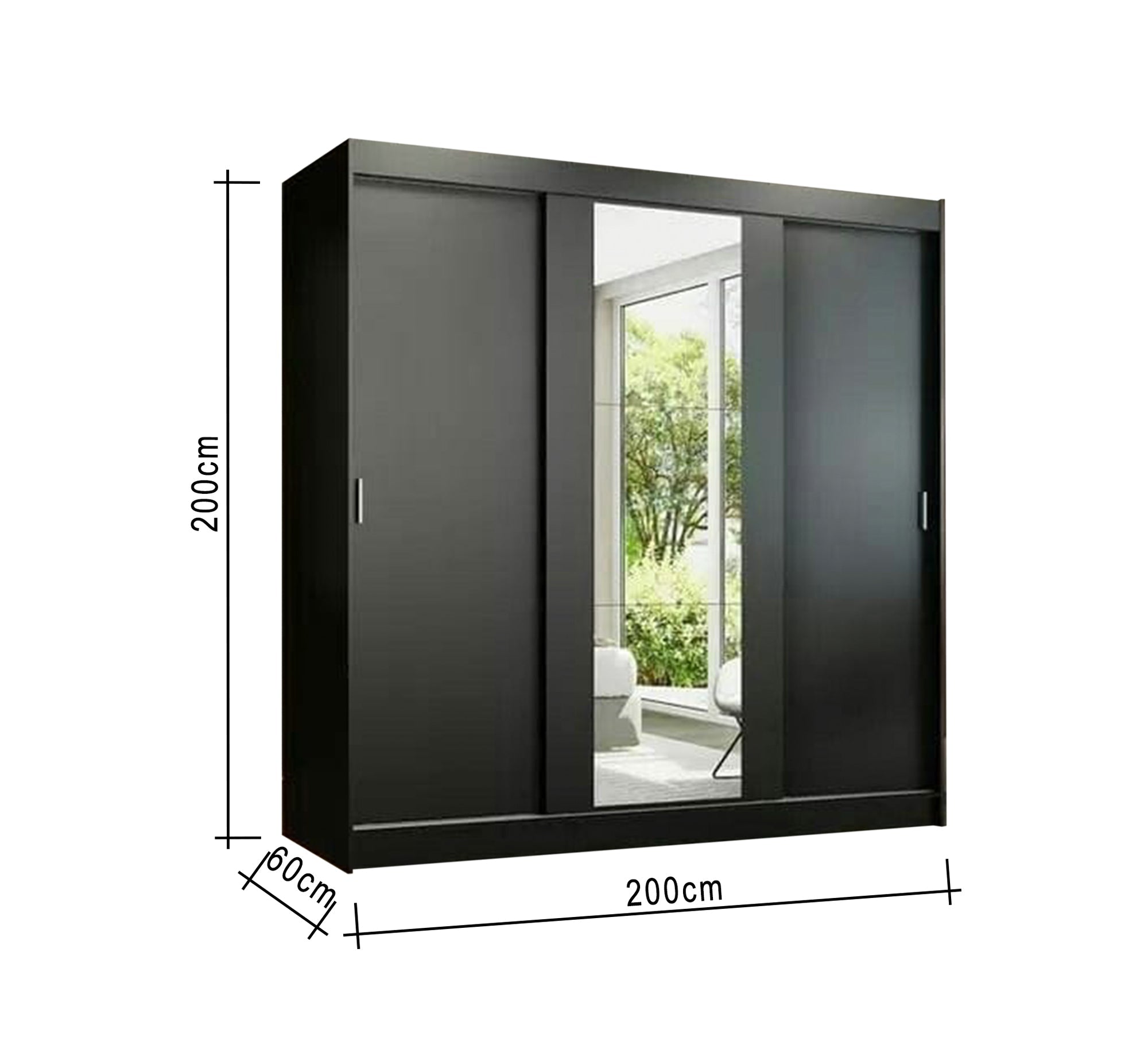Black sliding wardrobe with mirror - Vitrine Furniture - Furniture