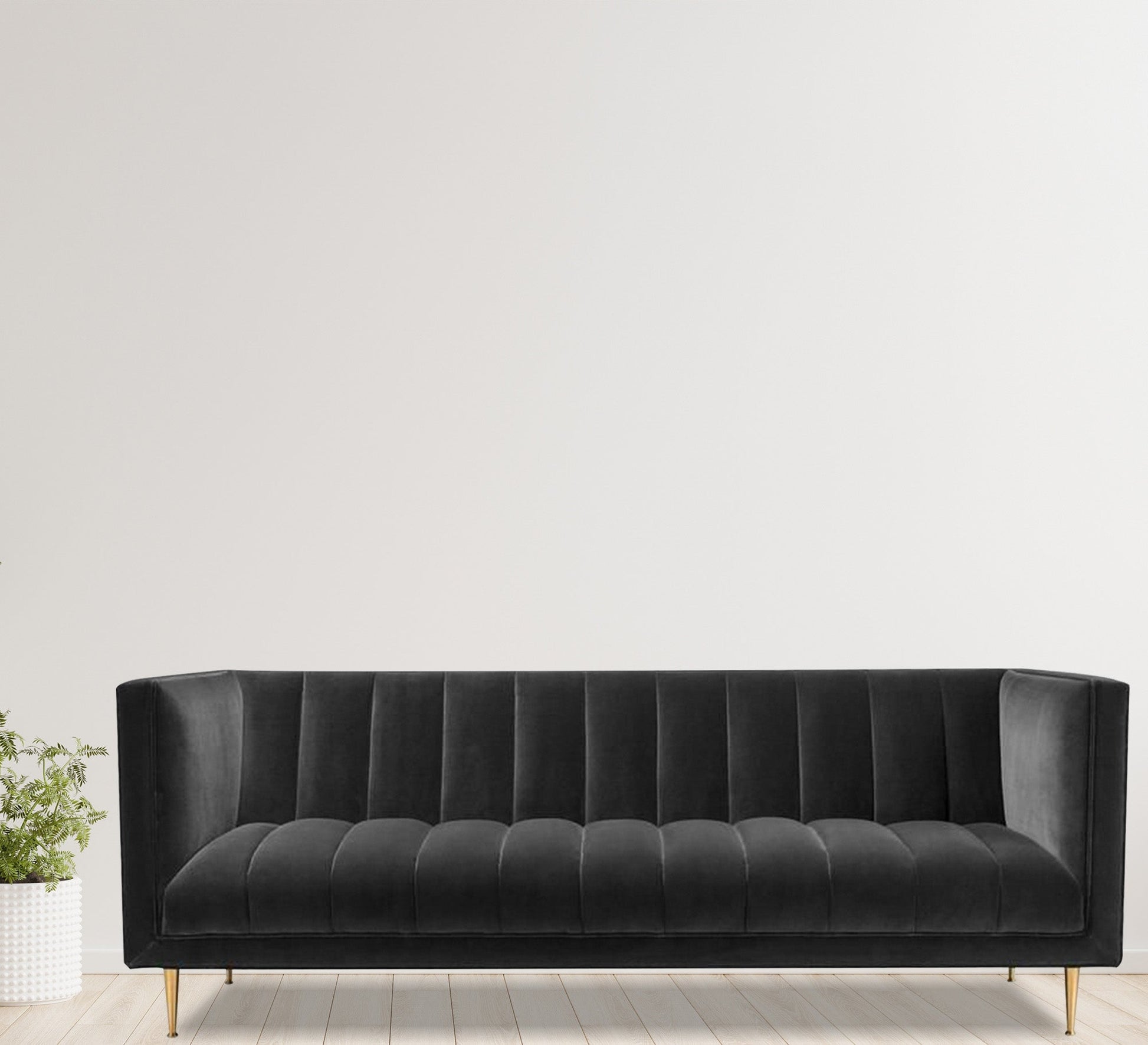 Black sofa with capotonian stripes - Vitrine Furniture - Living room Sofas