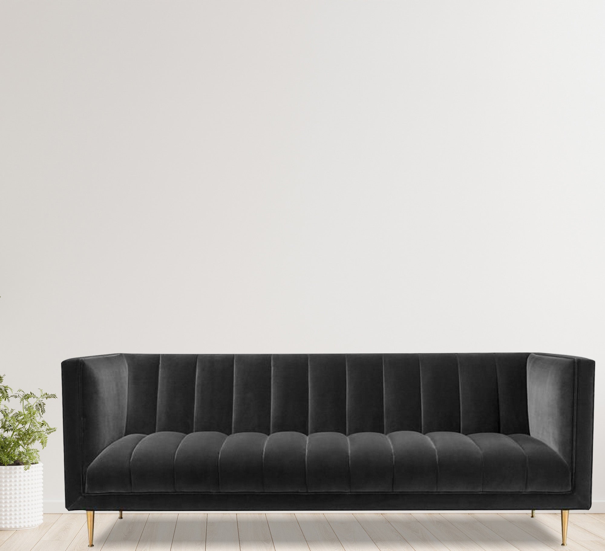 Black sofa with capotonian stripes - Vitrine Furniture - Living room Sofas