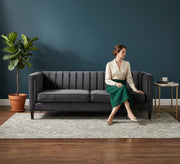 Black sofa with capotonian stripes - Vitrine Furniture - Sofas