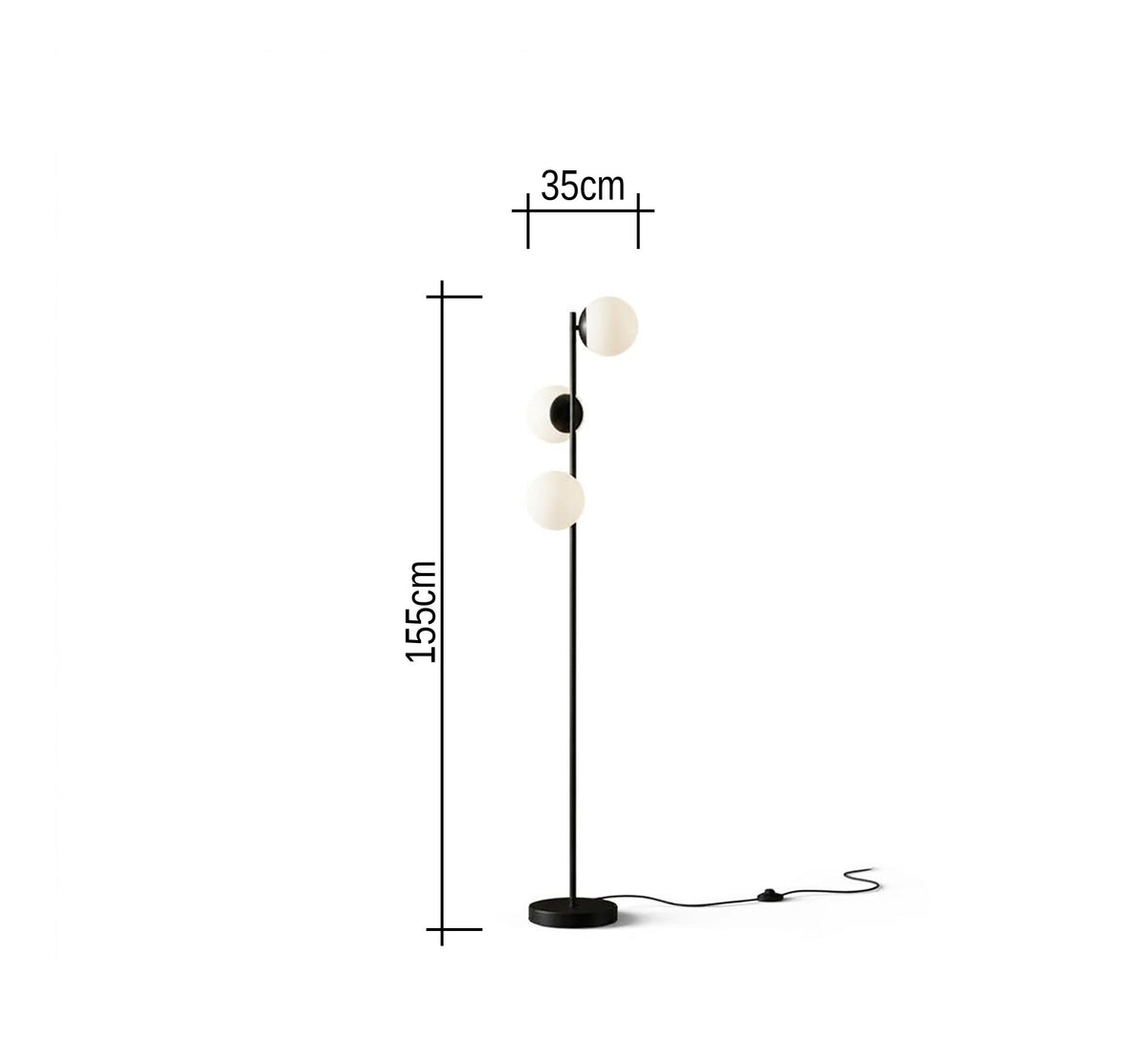 Black Staggered Three Globe Floor Lamp - Vitrine Furniture - Floor lamps