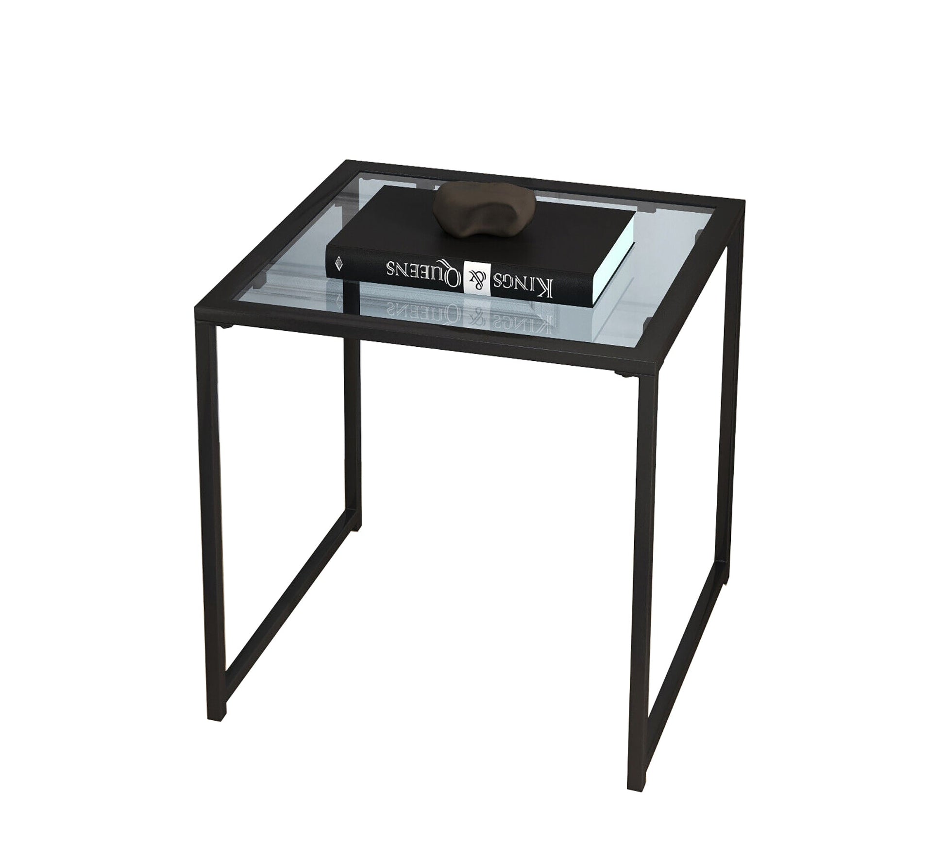 Black steel and glass side table - Vitrine Furniture - Furniture