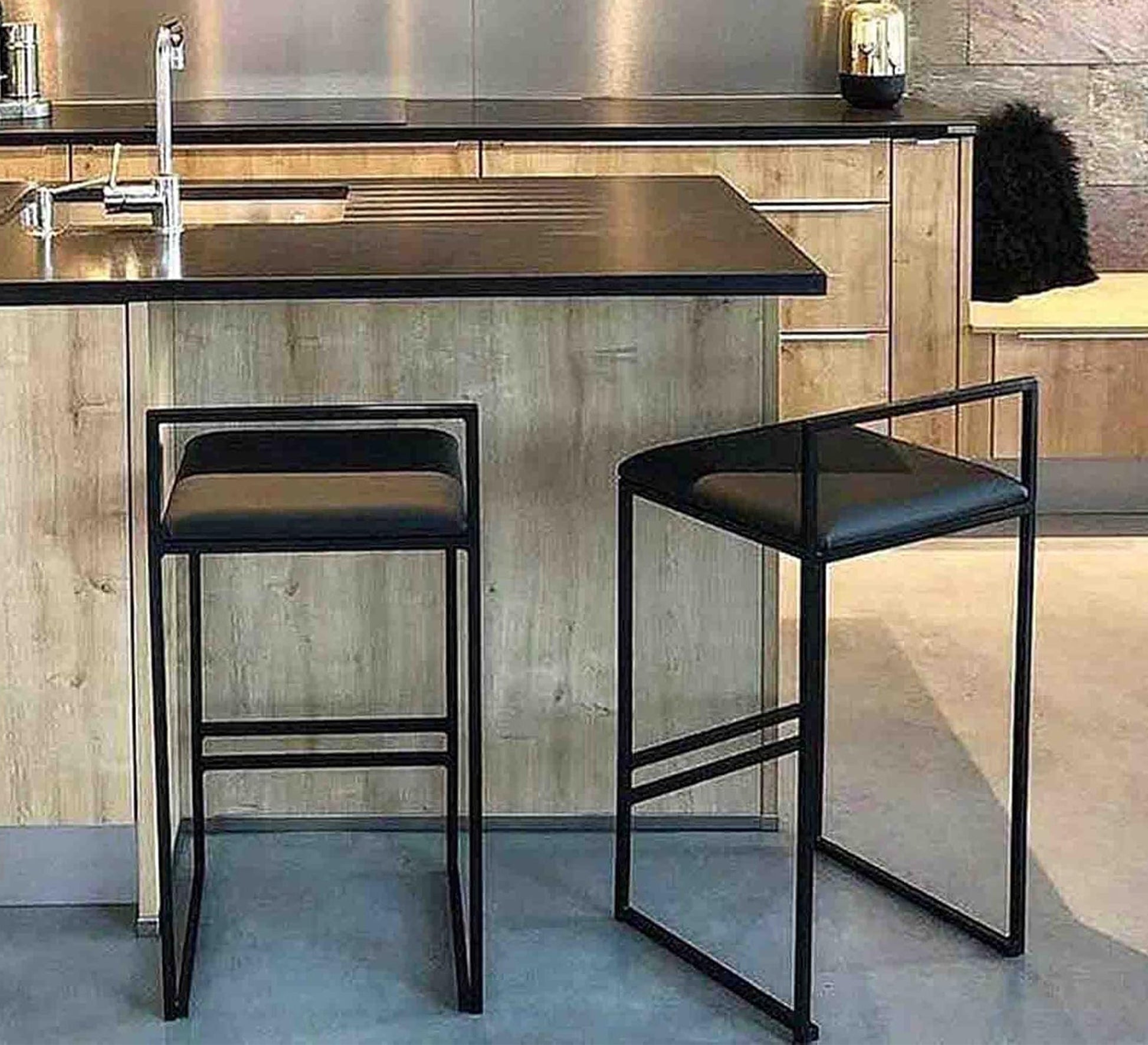 Black steel bar stool - Vitrine Furniture - Furniture