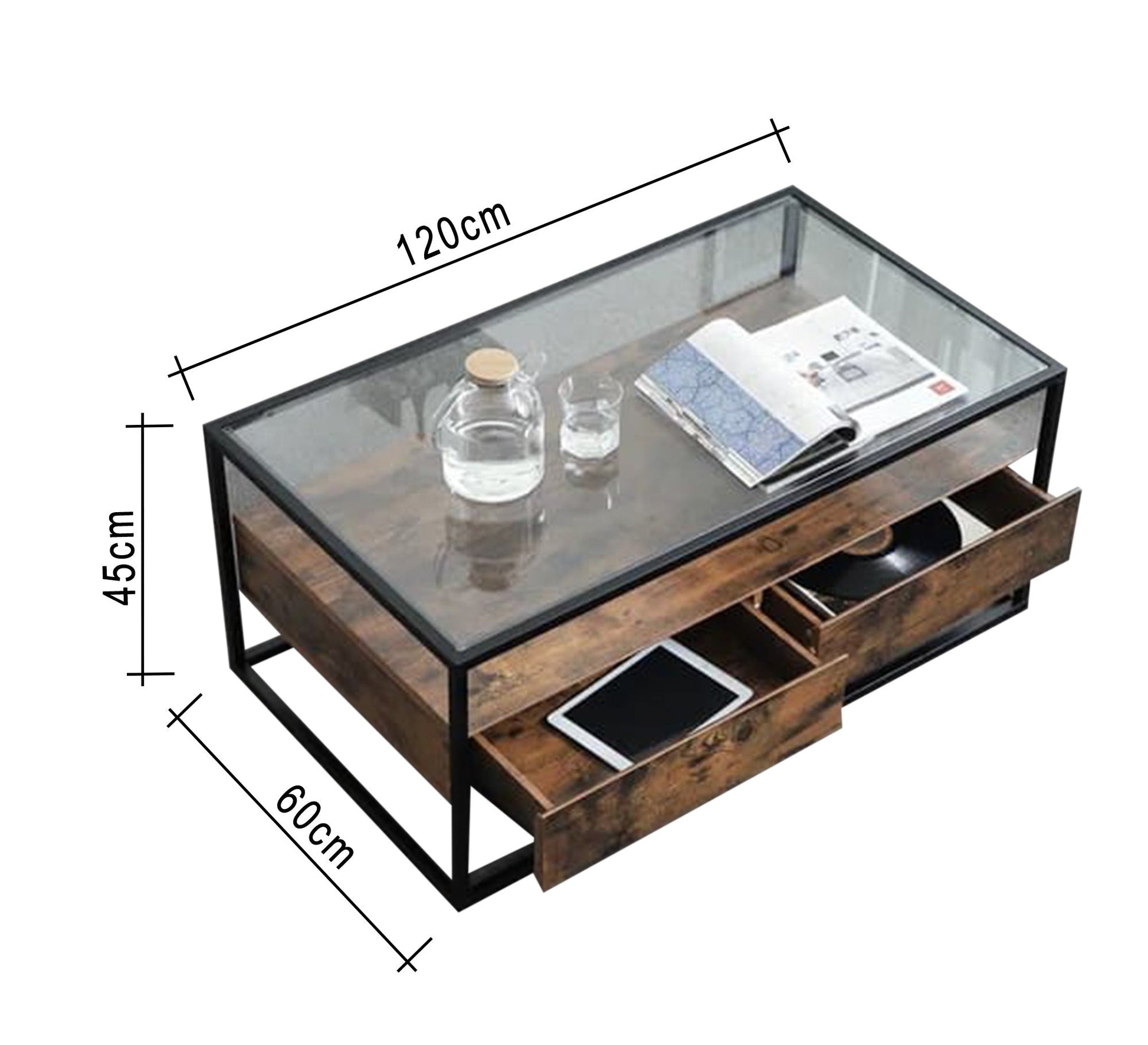 Black steel table with wooden drawers - Vitrine Furniture - Furniture