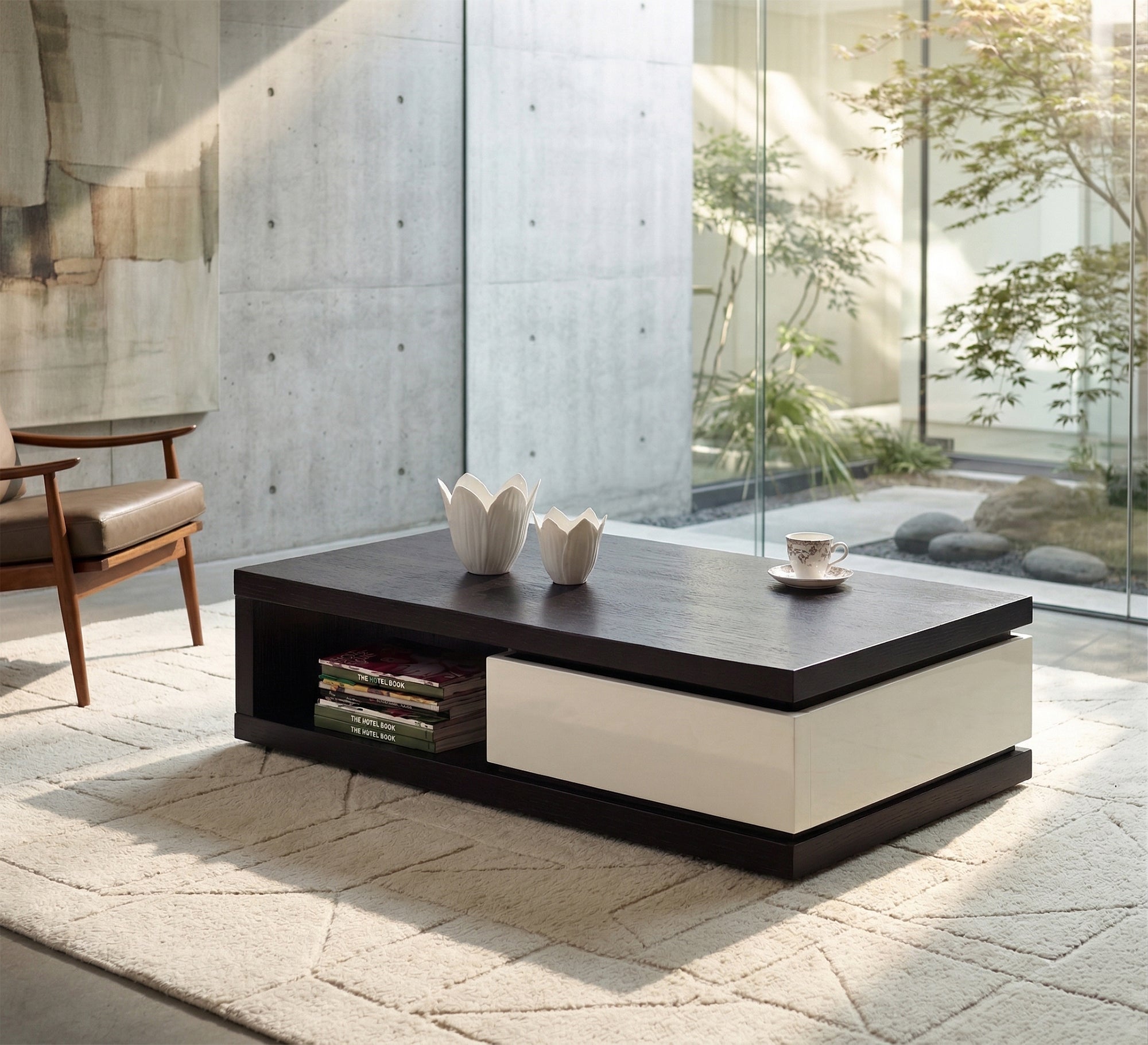 Black table with movable drawer - Vitrine Furniture - Coffee Tables