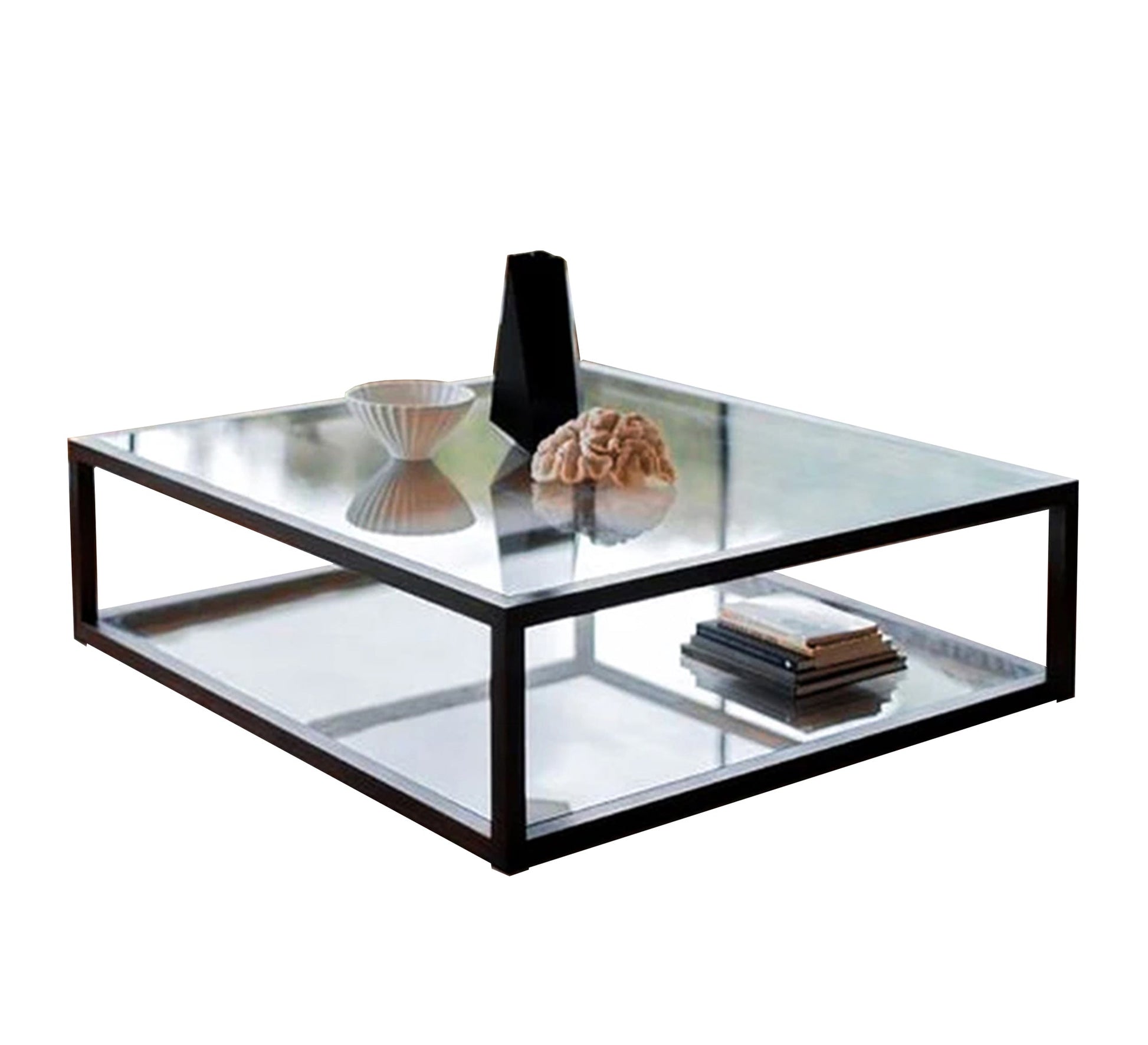 Black table with upper and lower surface - Vitrine Furniture - Furniture