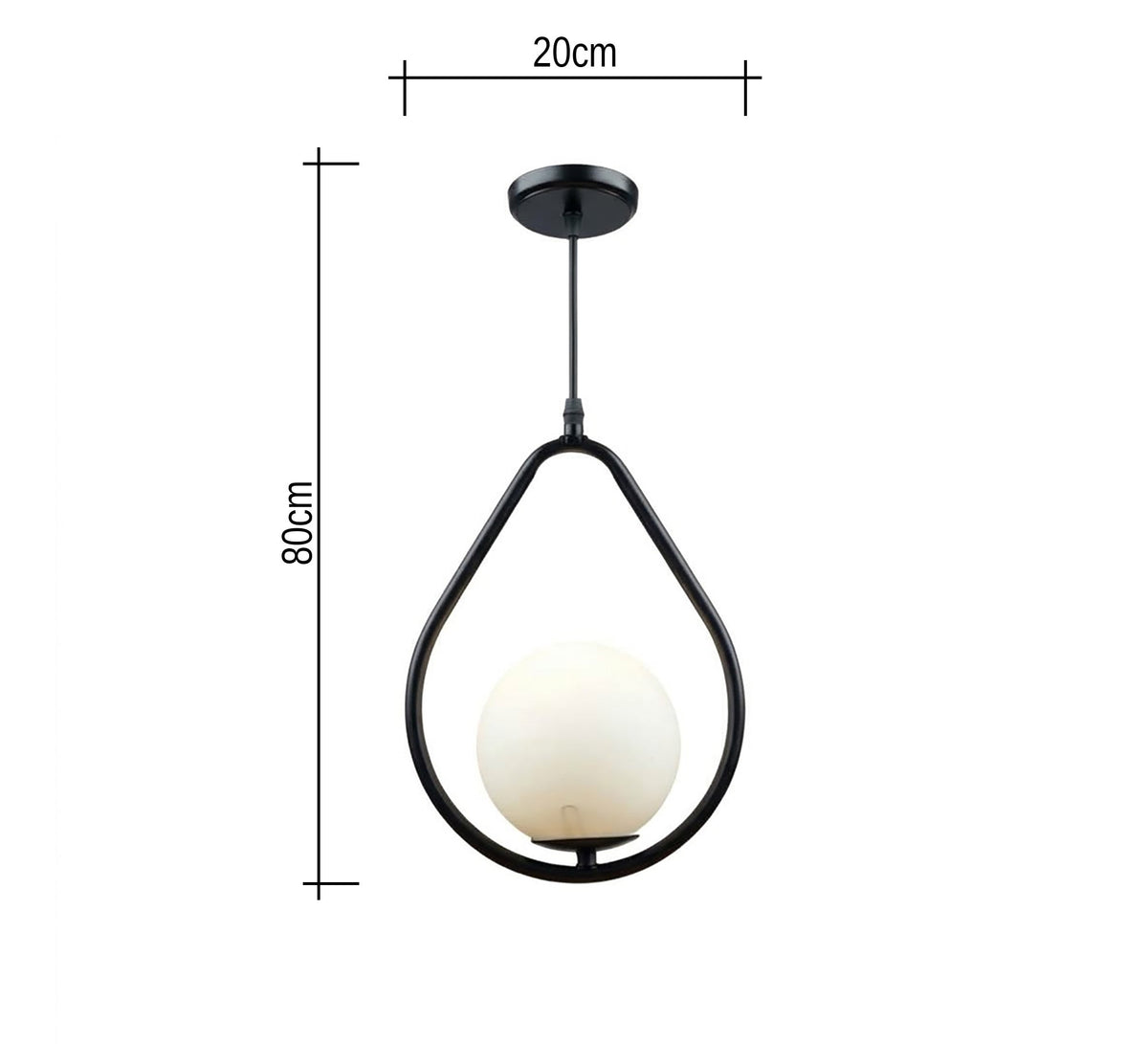 Black Teardrop Pendant with Opal Globe - Vitrine Furniture - Ceiling lights