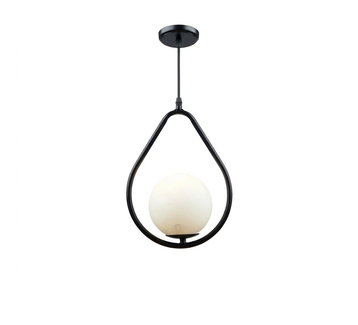 Black Teardrop Pendant with Opal Globe - Vitrine Furniture - Ceiling lights