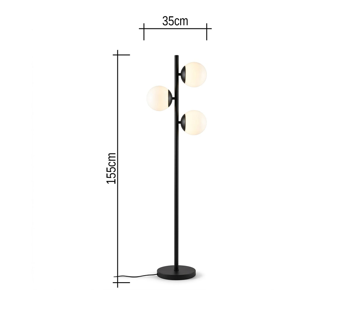 Black Three Globe Modern Floor Lamp - Vitrine Furniture - Floor lamps