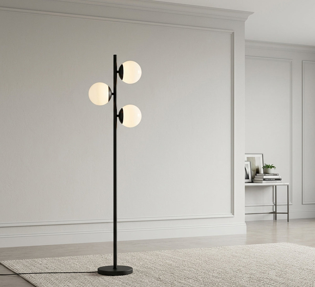 Black Three Globe Modern Floor Lamp - Vitrine Furniture - Floor lamps