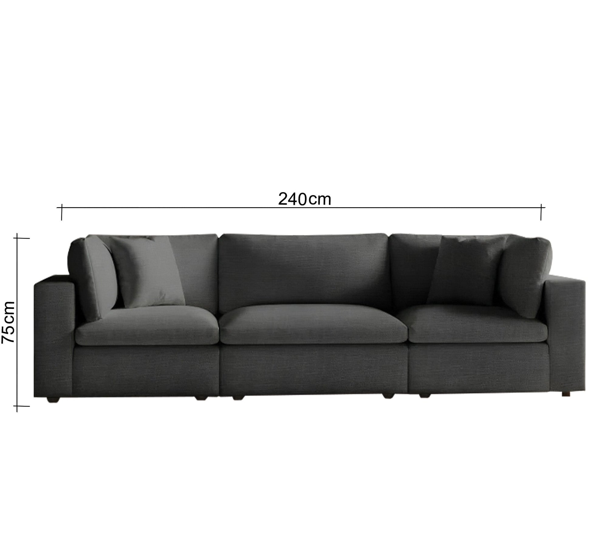 Black triple sofa with pillows - Vitrine Furniture - Sofas