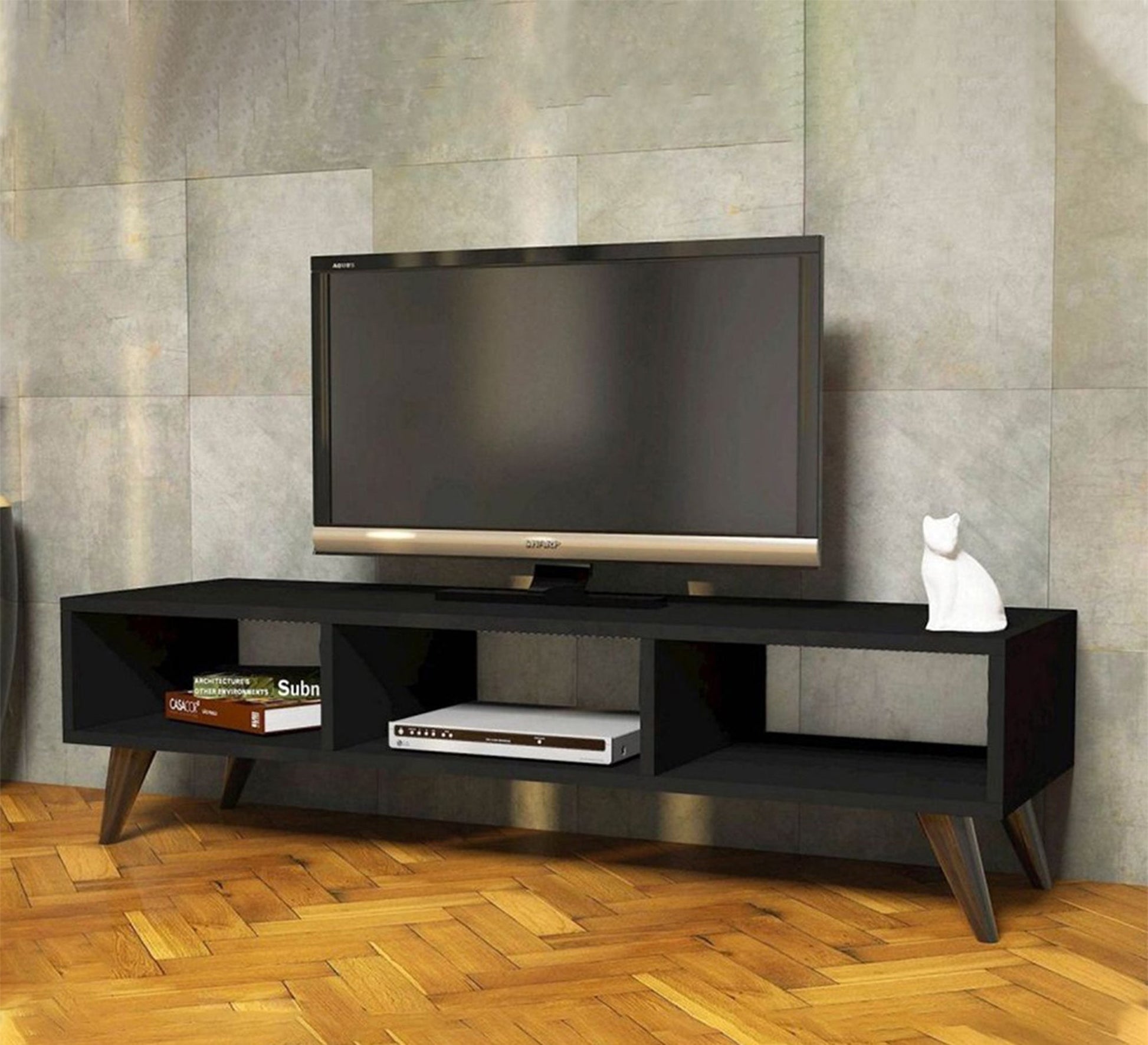 Black TV stand 120 cm - Vitrine Furniture - Furniture