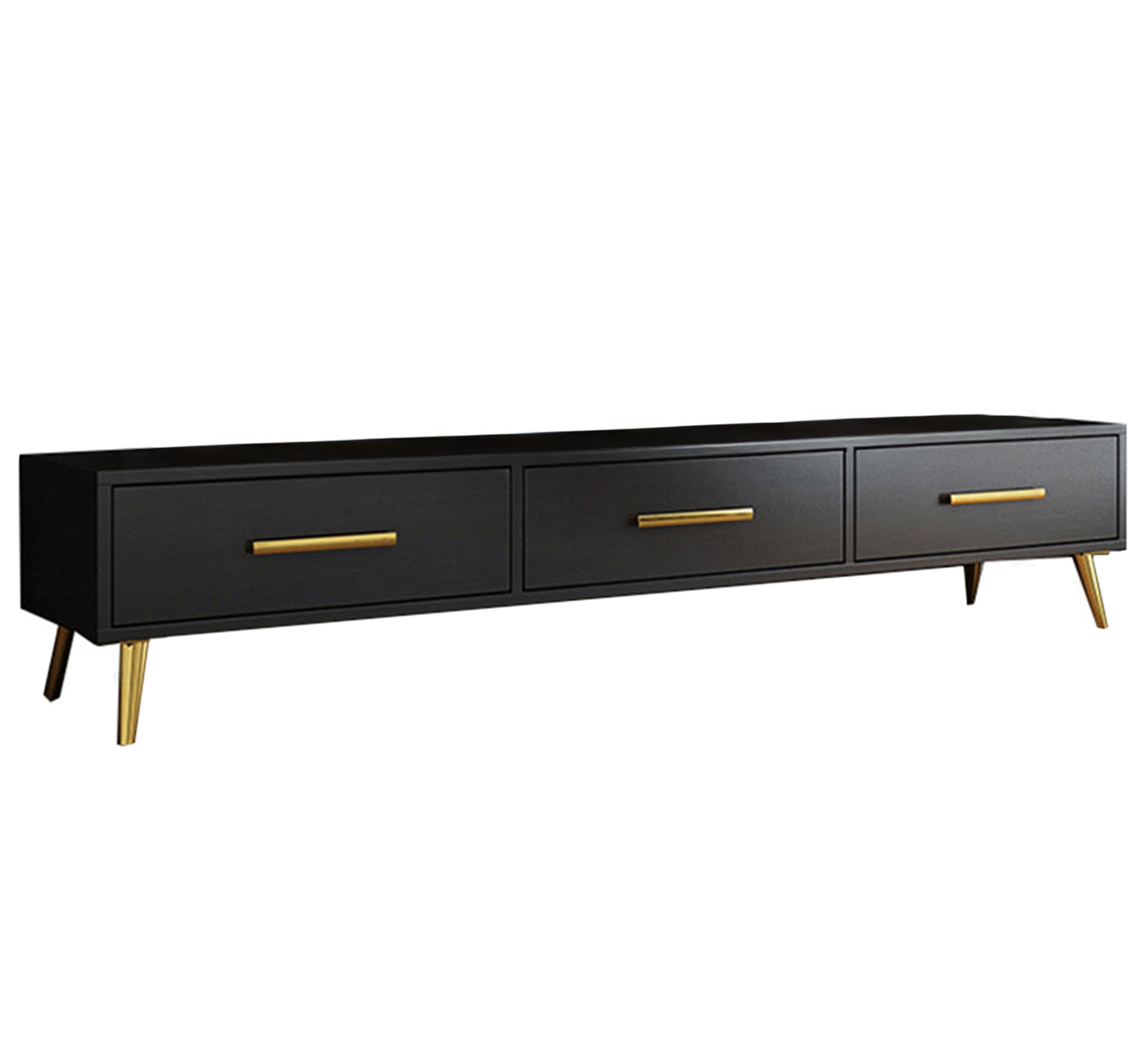 Black TV stand with luxurious gold legs and handles - Vitrine Furniture - Furniture