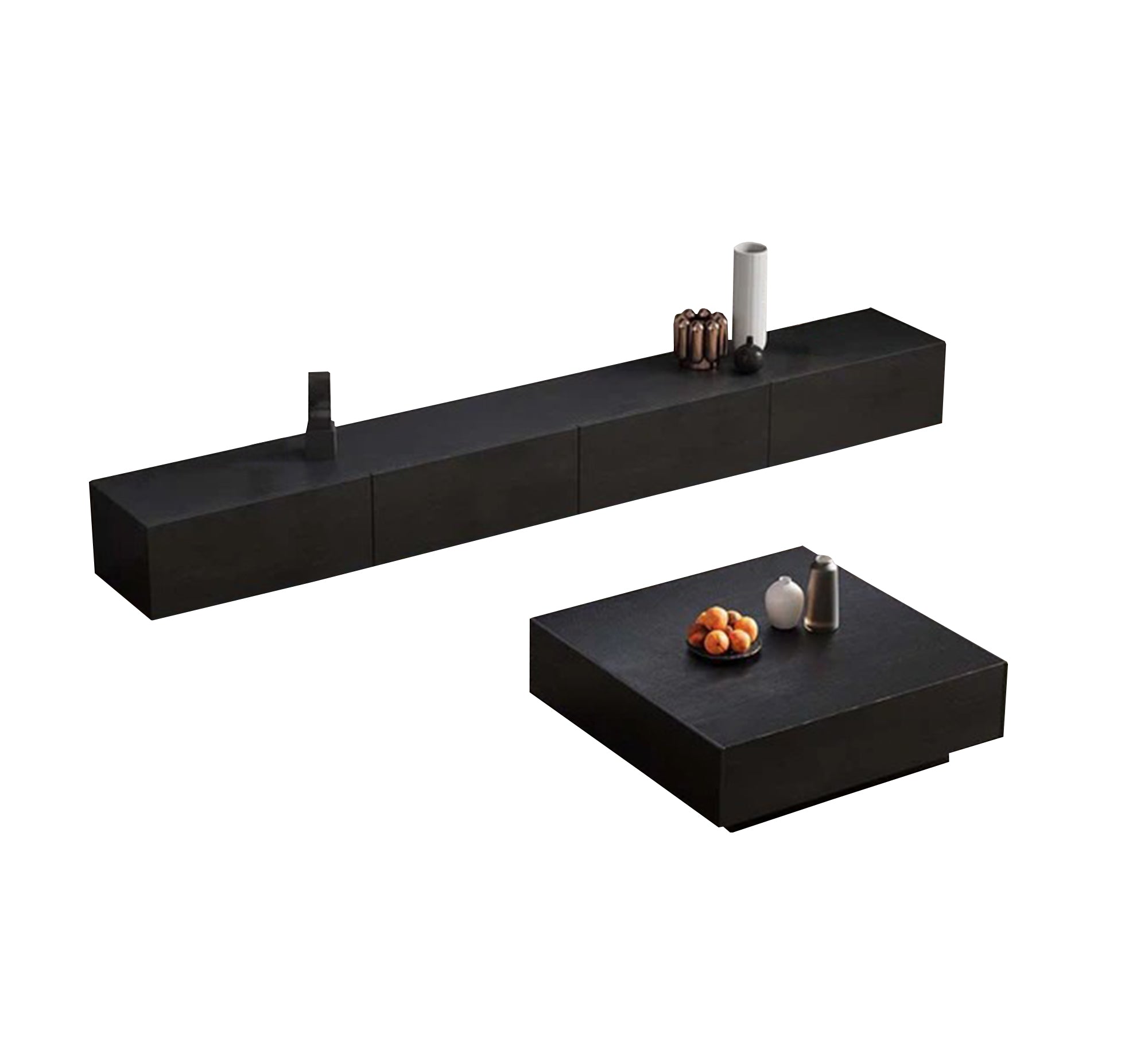 Black TV table set - Vitrine Furniture - Furniture