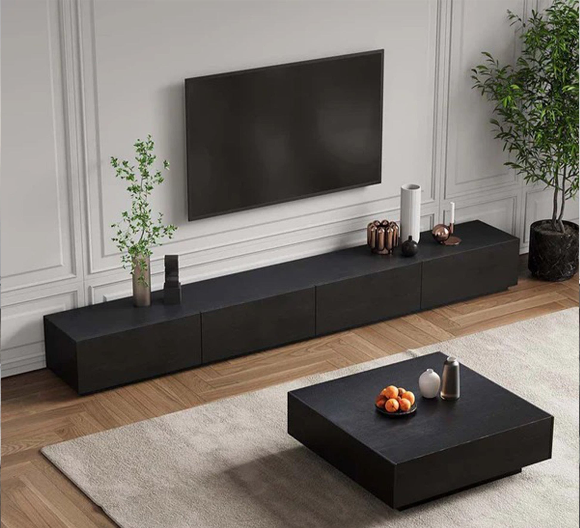 Black TV table set - Vitrine Furniture - Furniture