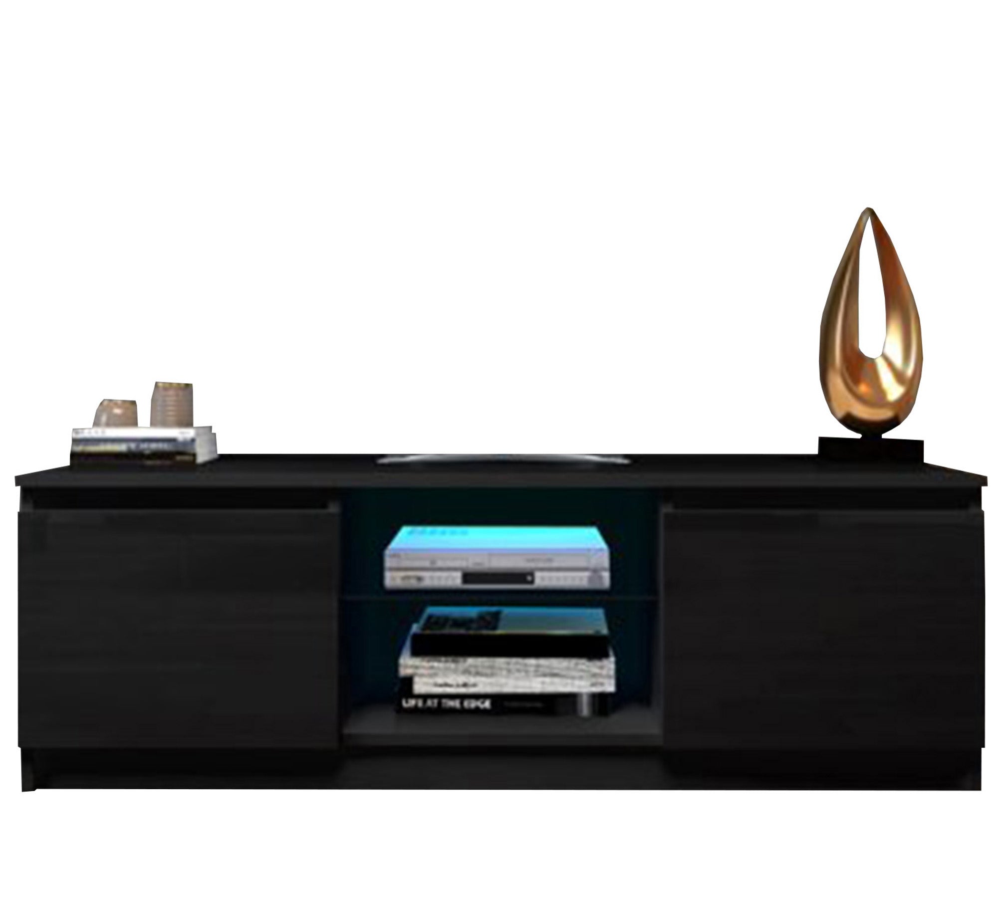 Black TV table with two shelves - Vitrine Furniture - TV Table & Cabinet