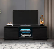 Black TV table with two shelves - Vitrine Furniture - TV Table & Cabinet