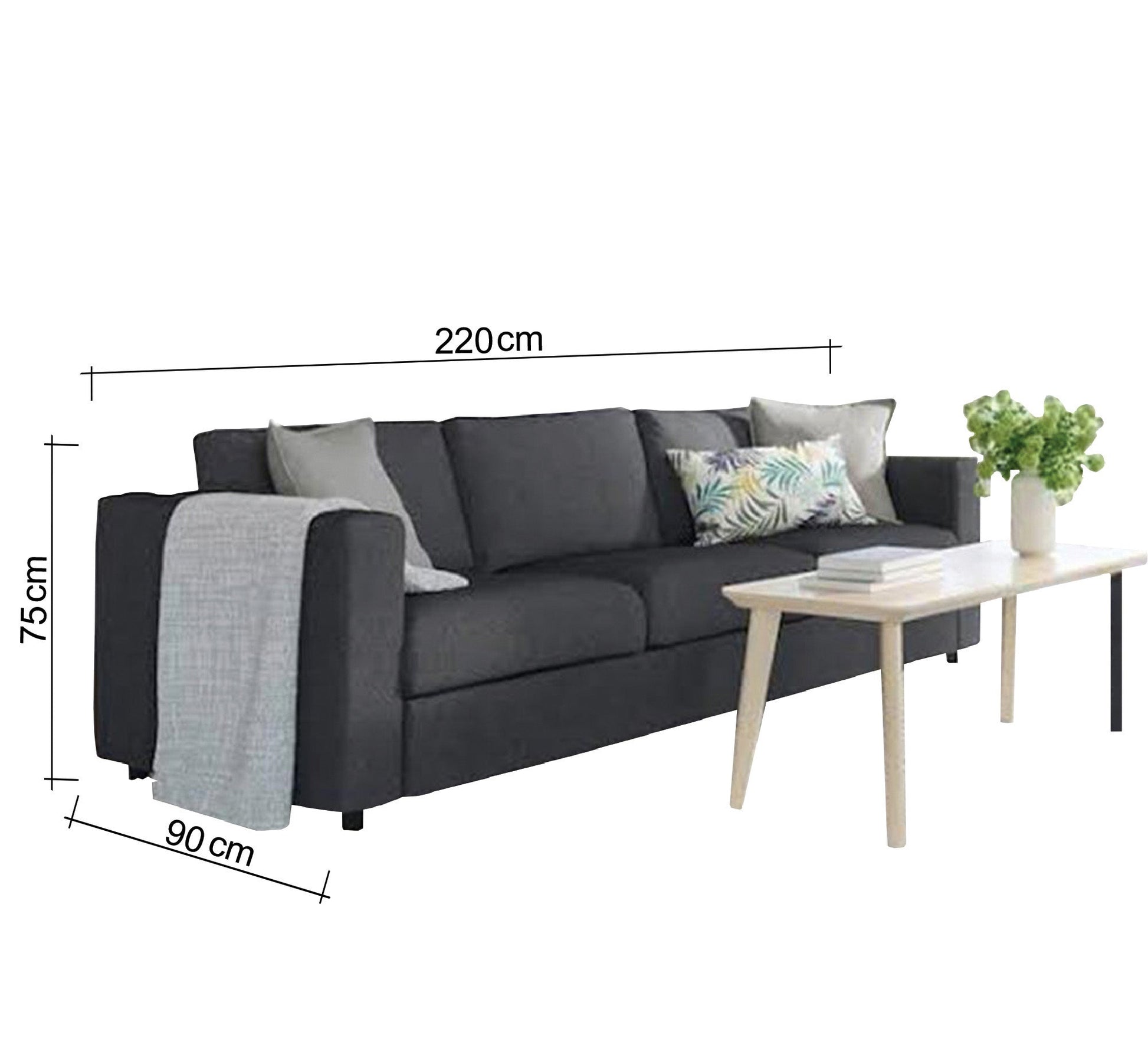 Black unique triple sofa - Vitrine Furniture - Sofa bed