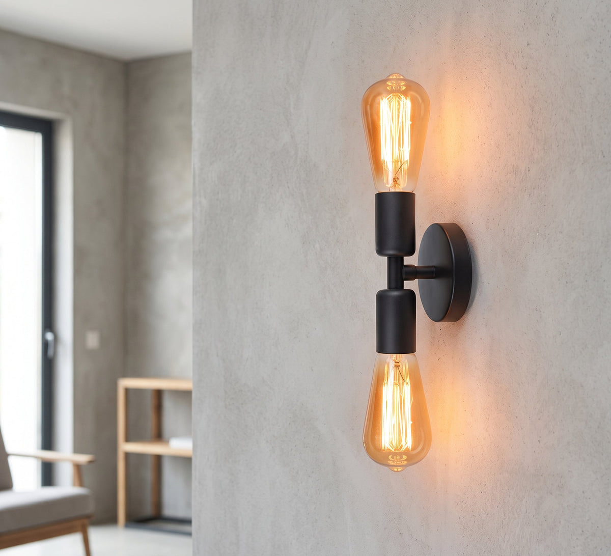 Black Up and Down Double Sconce - Vitrine Furniture - Wall Sconce