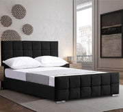 Black upholstered bed with successive checks - Vitrine Furniture - Furniture