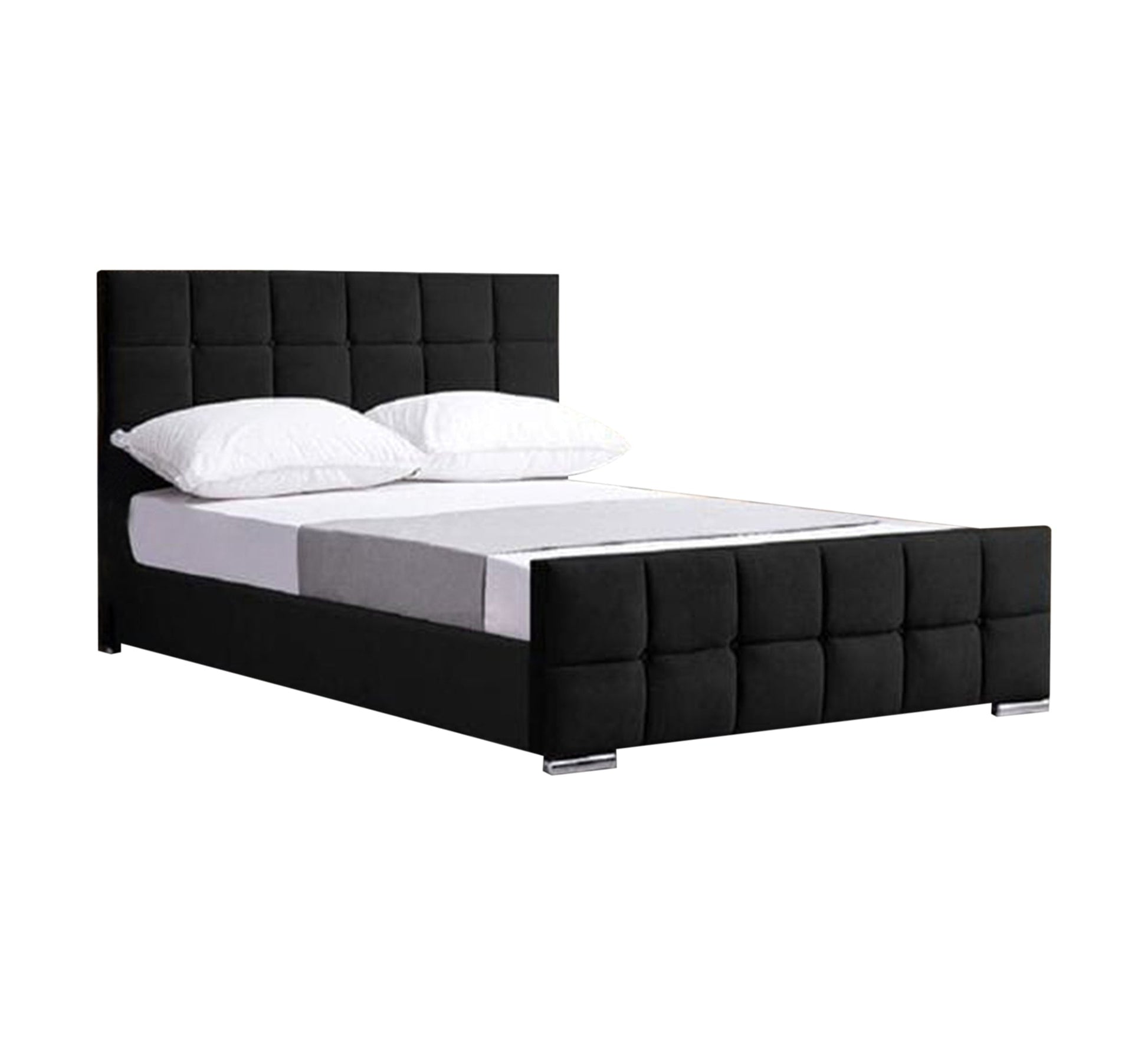 Black upholstered bed with successive checks - Vitrine Furniture - Furniture