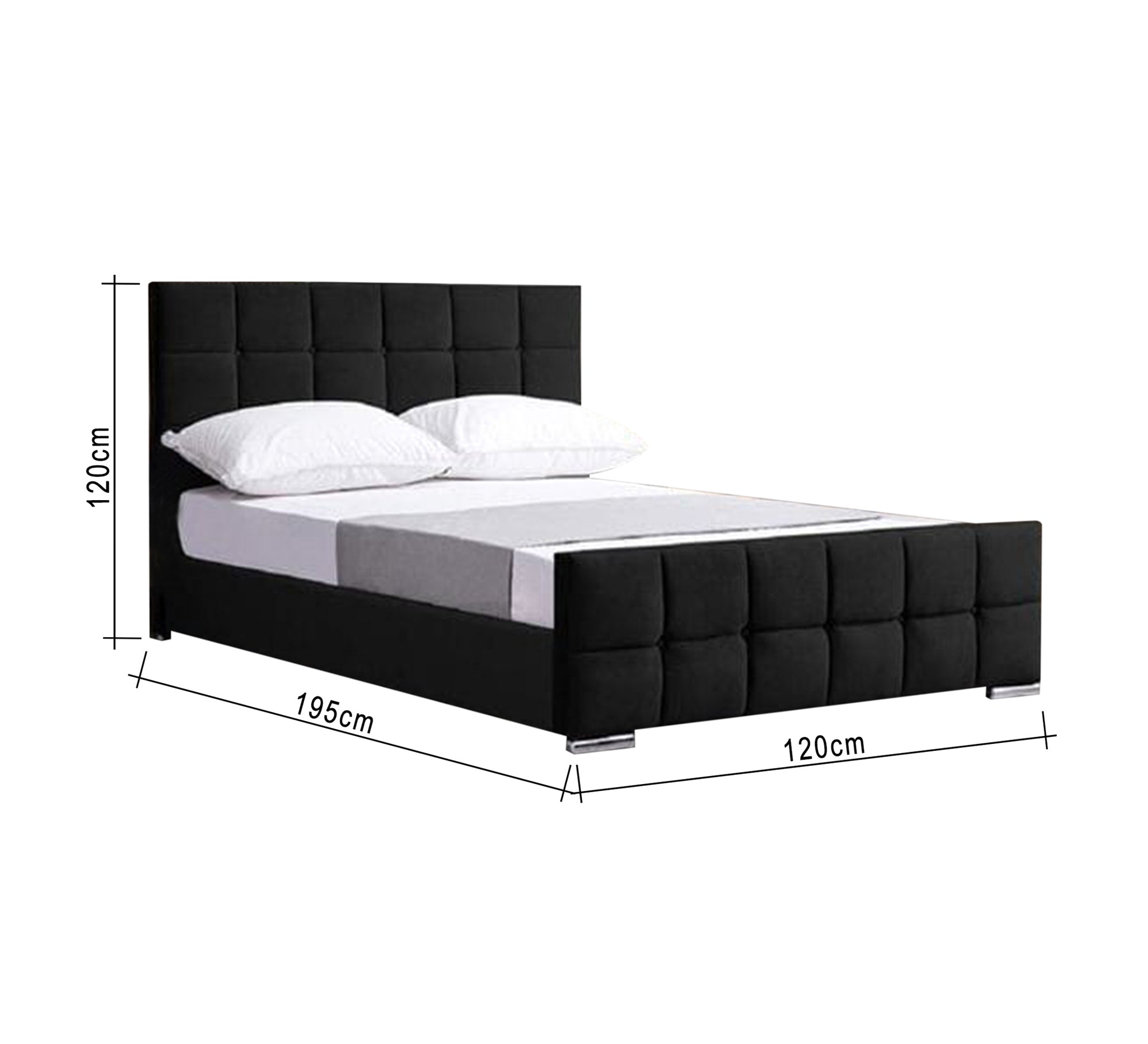 Black upholstered bed with successive checks - Vitrine Furniture - Furniture