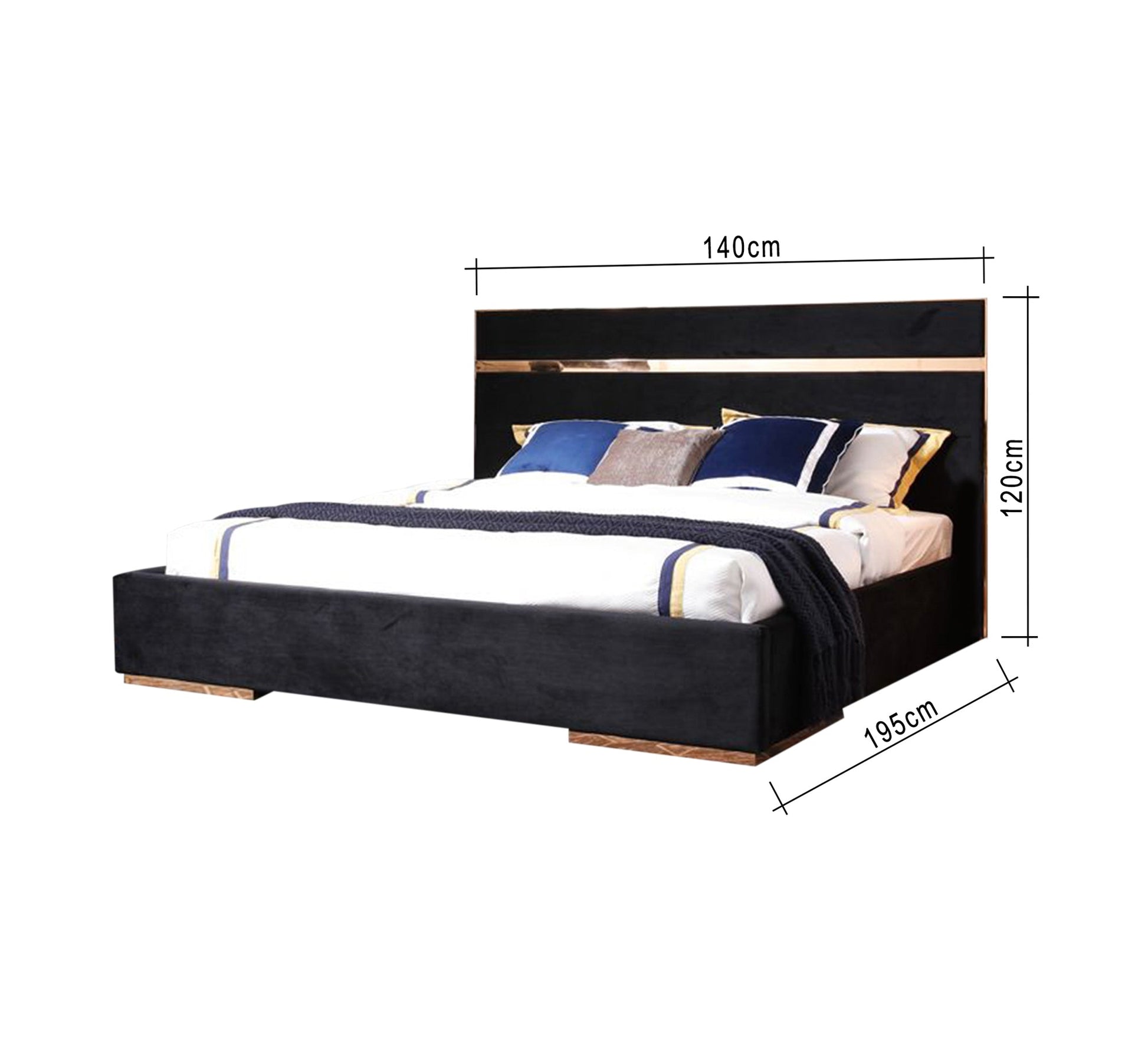 Black velvet bed with elegant gold details - Vitrine Furniture - Furniture
