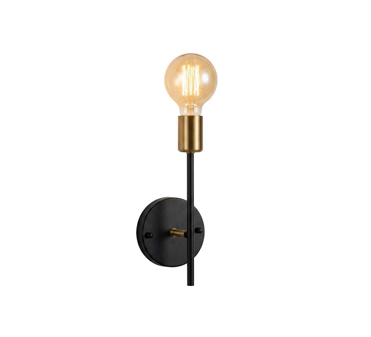 Black Vertical Rod Gold Socket Sconce - Vitrine Furniture - Wall Sconce