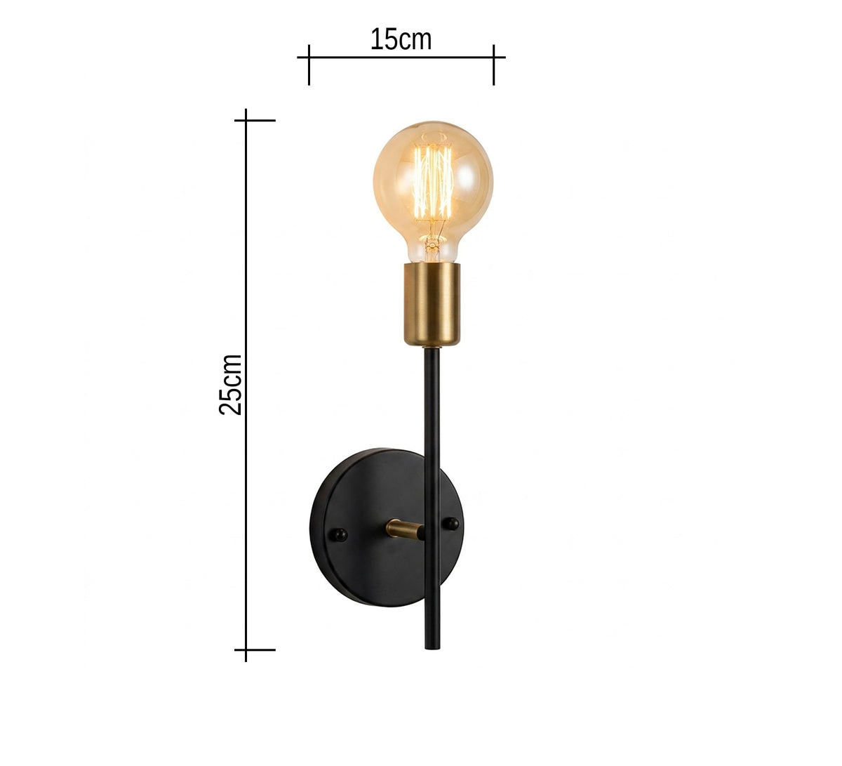 Black Vertical Rod Gold Socket Sconce - Vitrine Furniture - Wall Sconce
