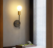 Black Vertical Rod Gold Socket Sconce - Vitrine Furniture - Wall Sconce