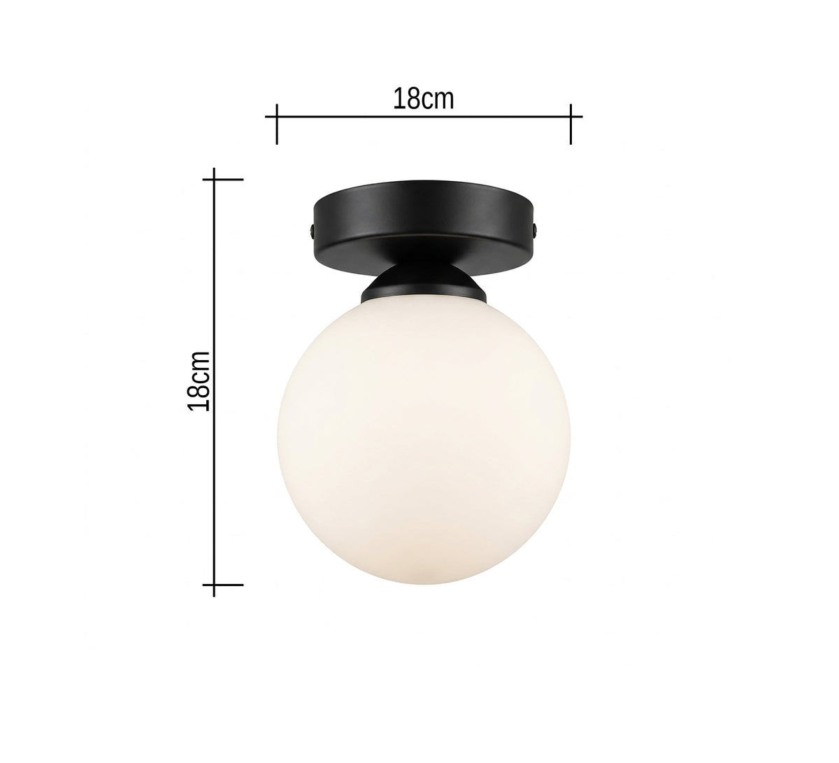 Black Wall Sconce with Opal Globe - Vitrine Furniture - Ceiling lights