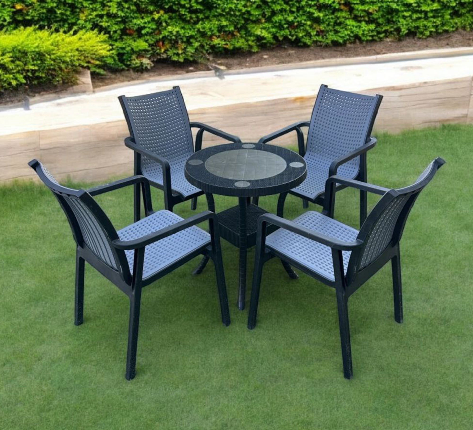 Black/gray outdoor seating set, modern and comfortable - Vitrine Furniture - Outdoor Products