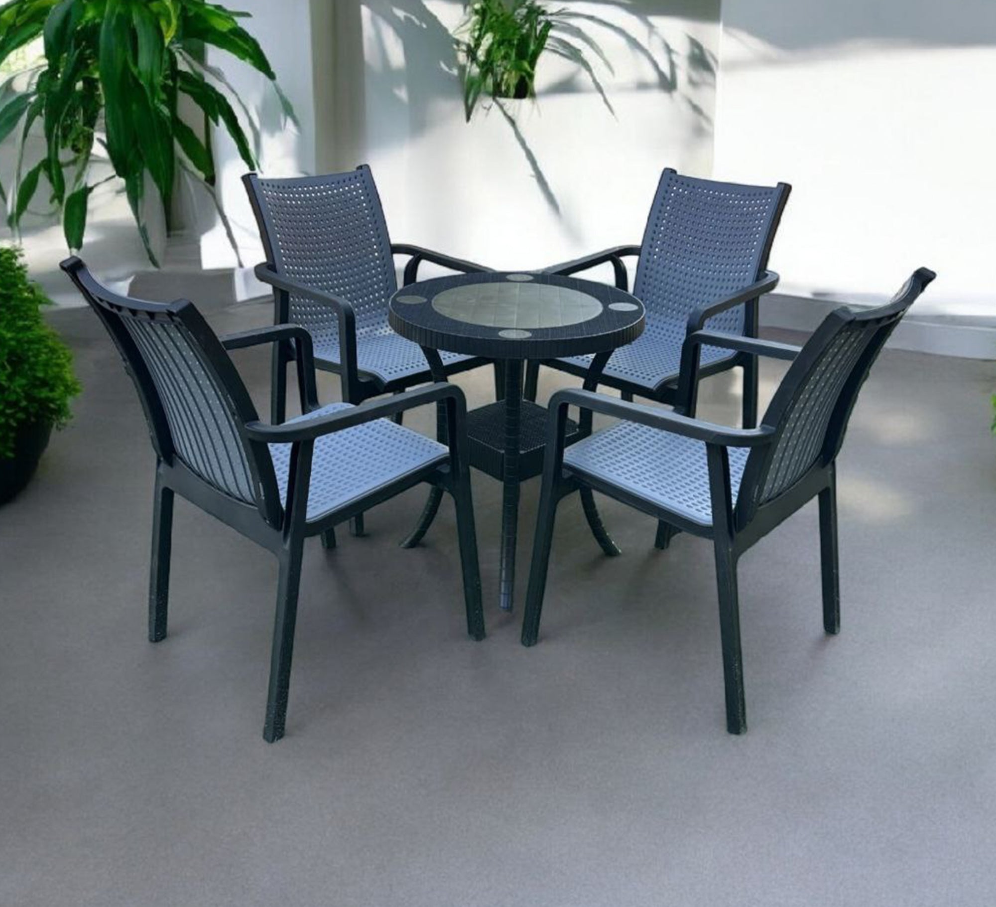 Black/gray outdoor seating set, modern and comfortable - Vitrine Furniture - Outdoor Products