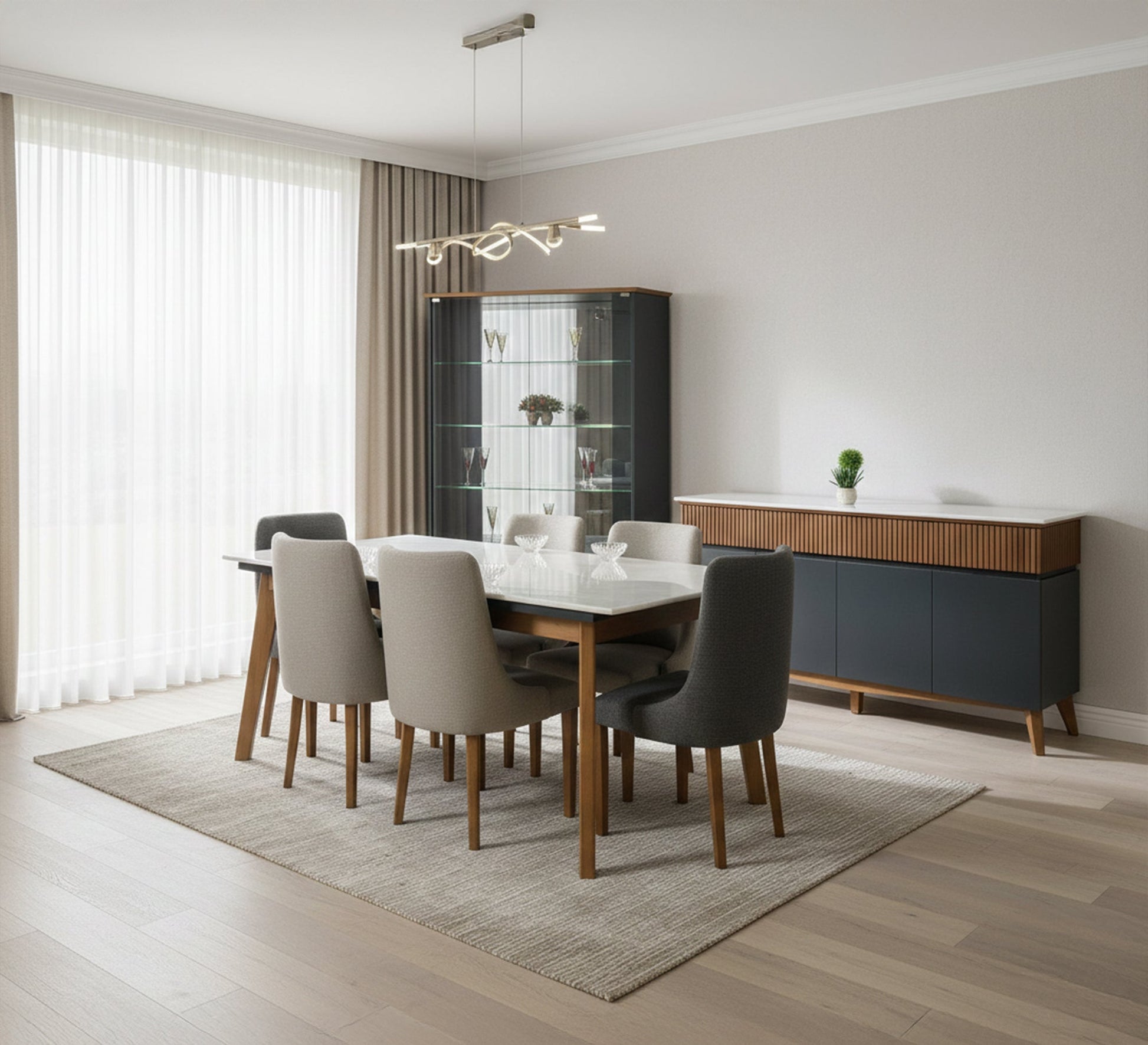 Blue and brown dining room - Vitrine Furniture - Sets