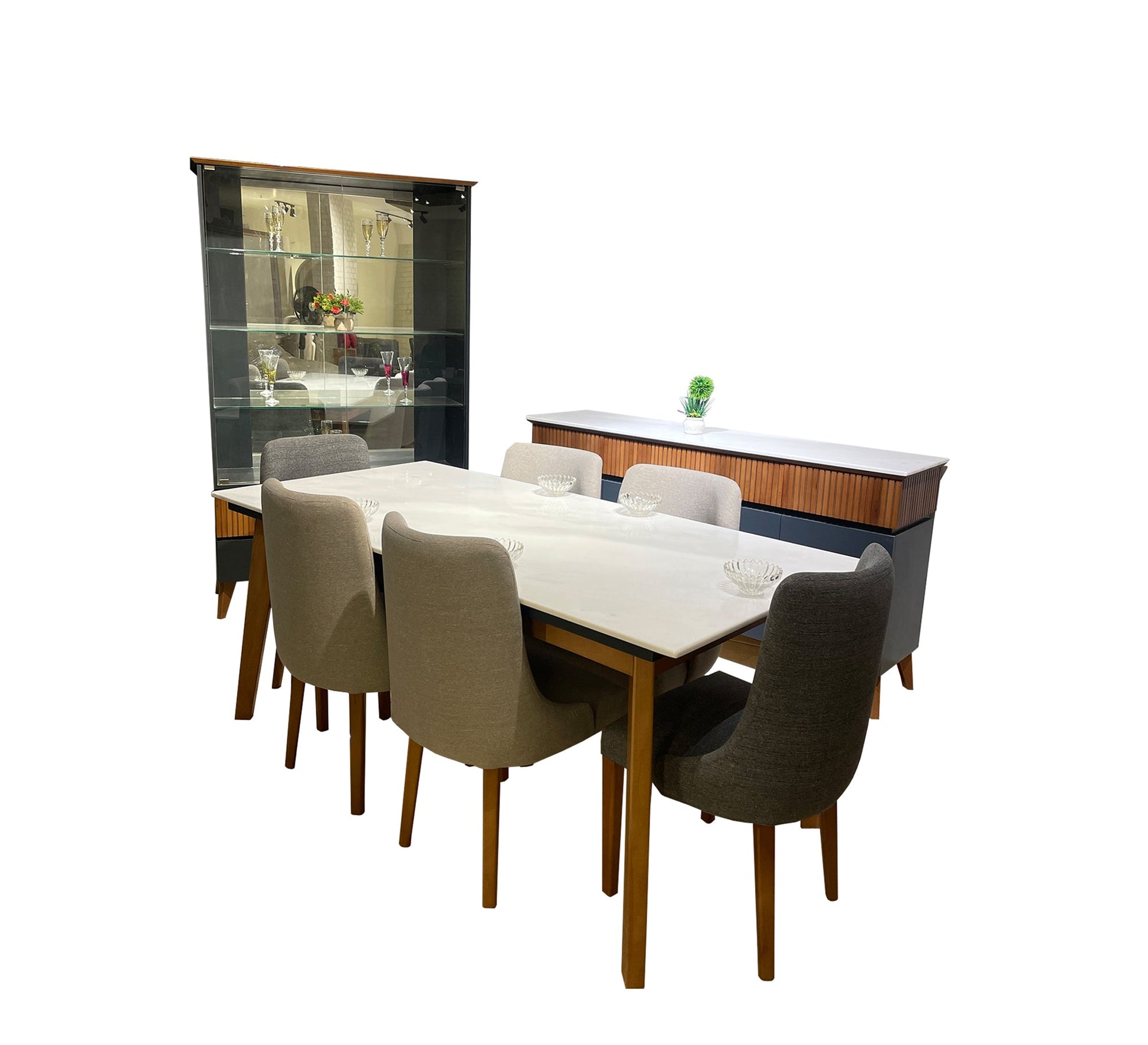 Blue and brown dining room - Vitrine Furniture - Sets
