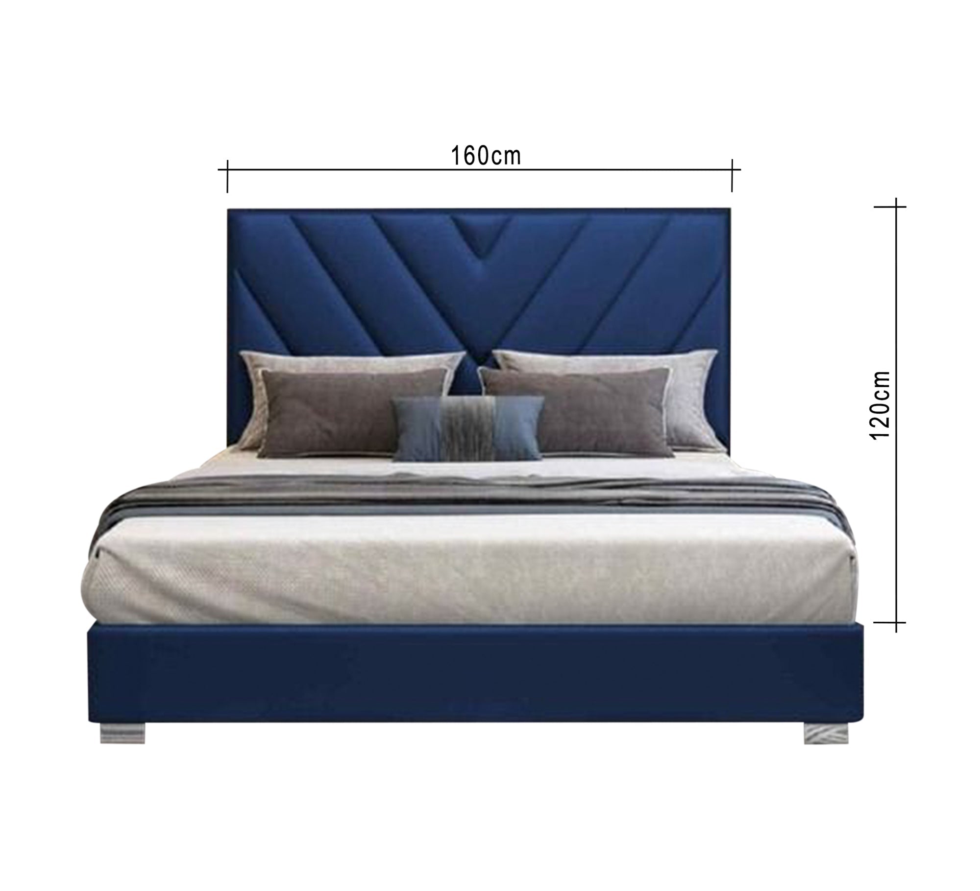 Blue bed with diagonal sevens - Vitrine Furniture - Furniture