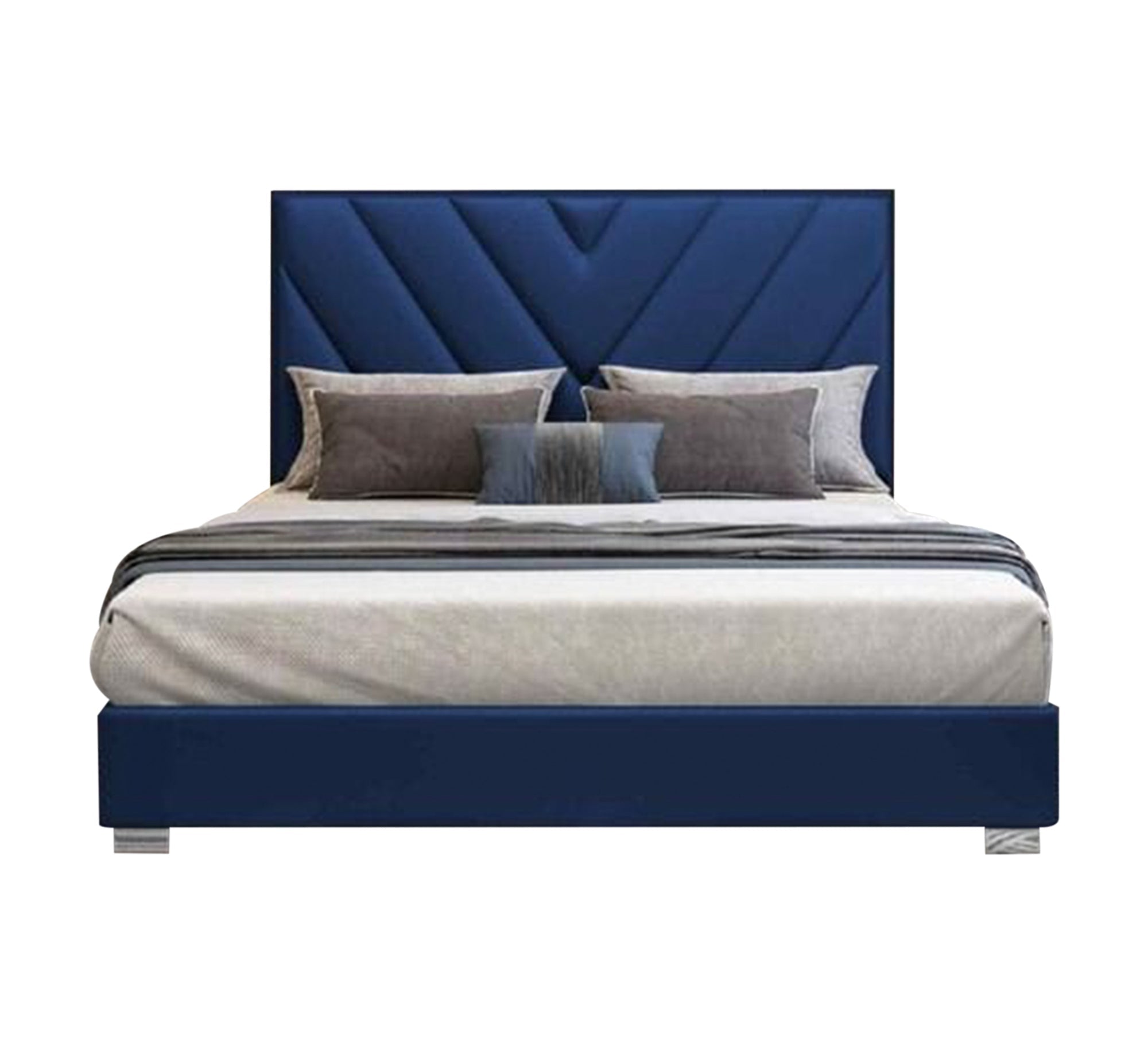 Blue bed with diagonal sevens - Vitrine Furniture - Furniture