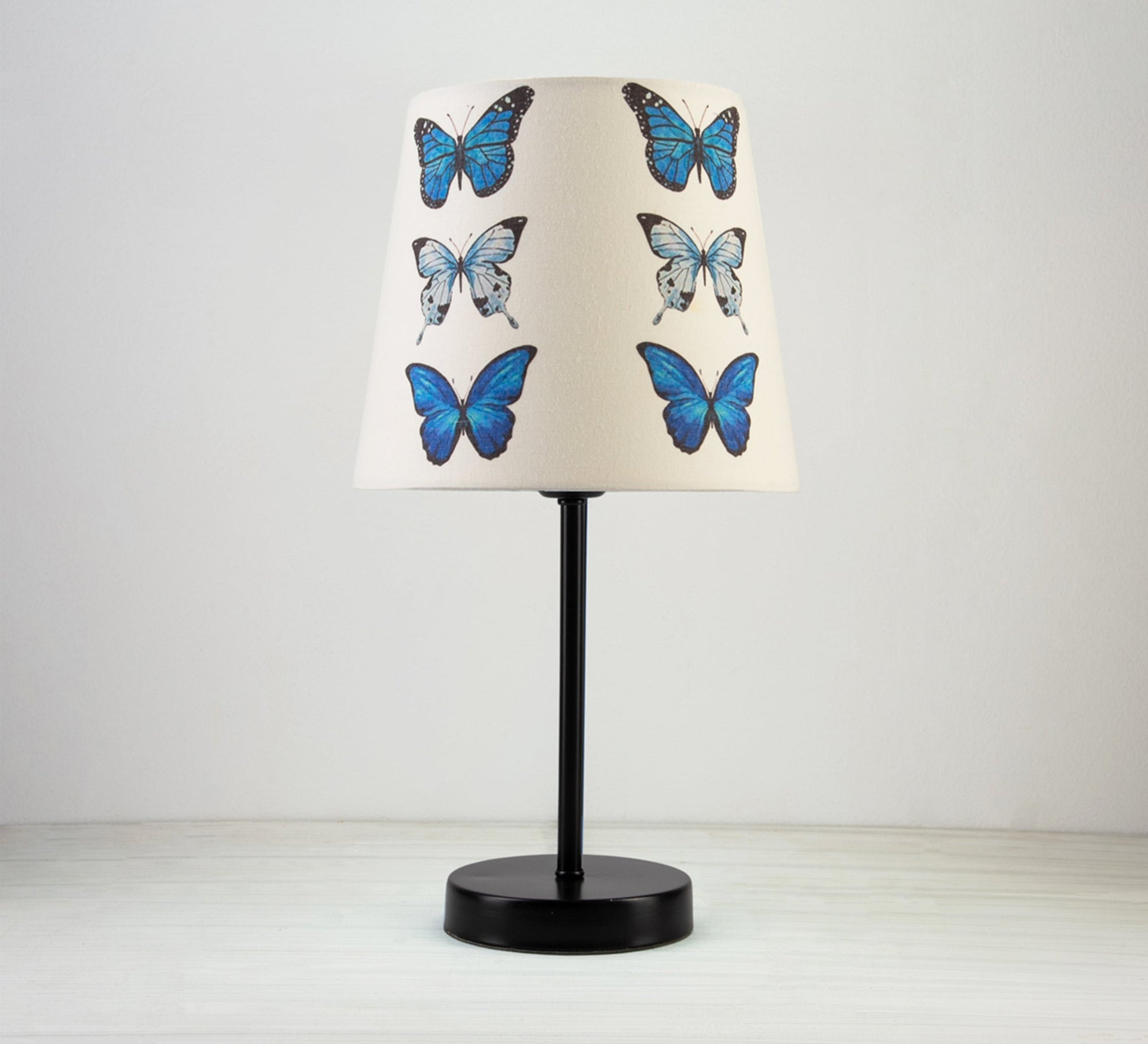 Blue Butterfly Lamp: A delicate and charming design with a black base. - Vitrine Furniture - Lighting