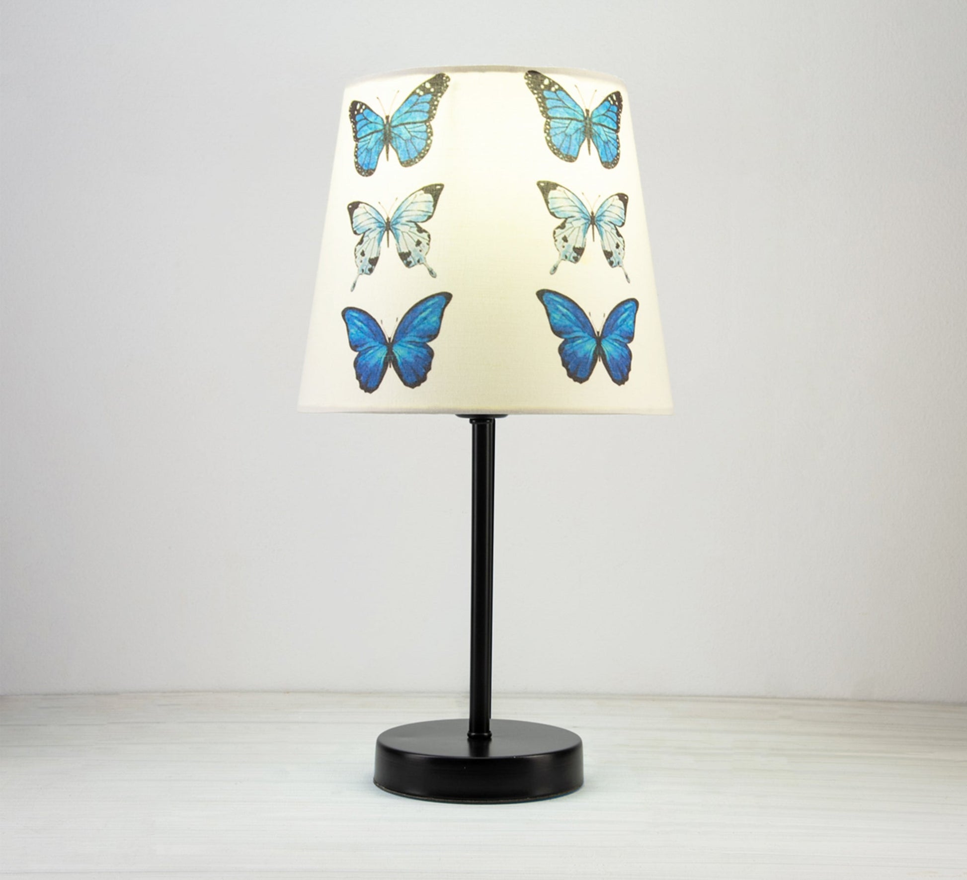 Blue Butterfly Lamp: A delicate and charming design with a black base. - Vitrine Furniture - Lighting