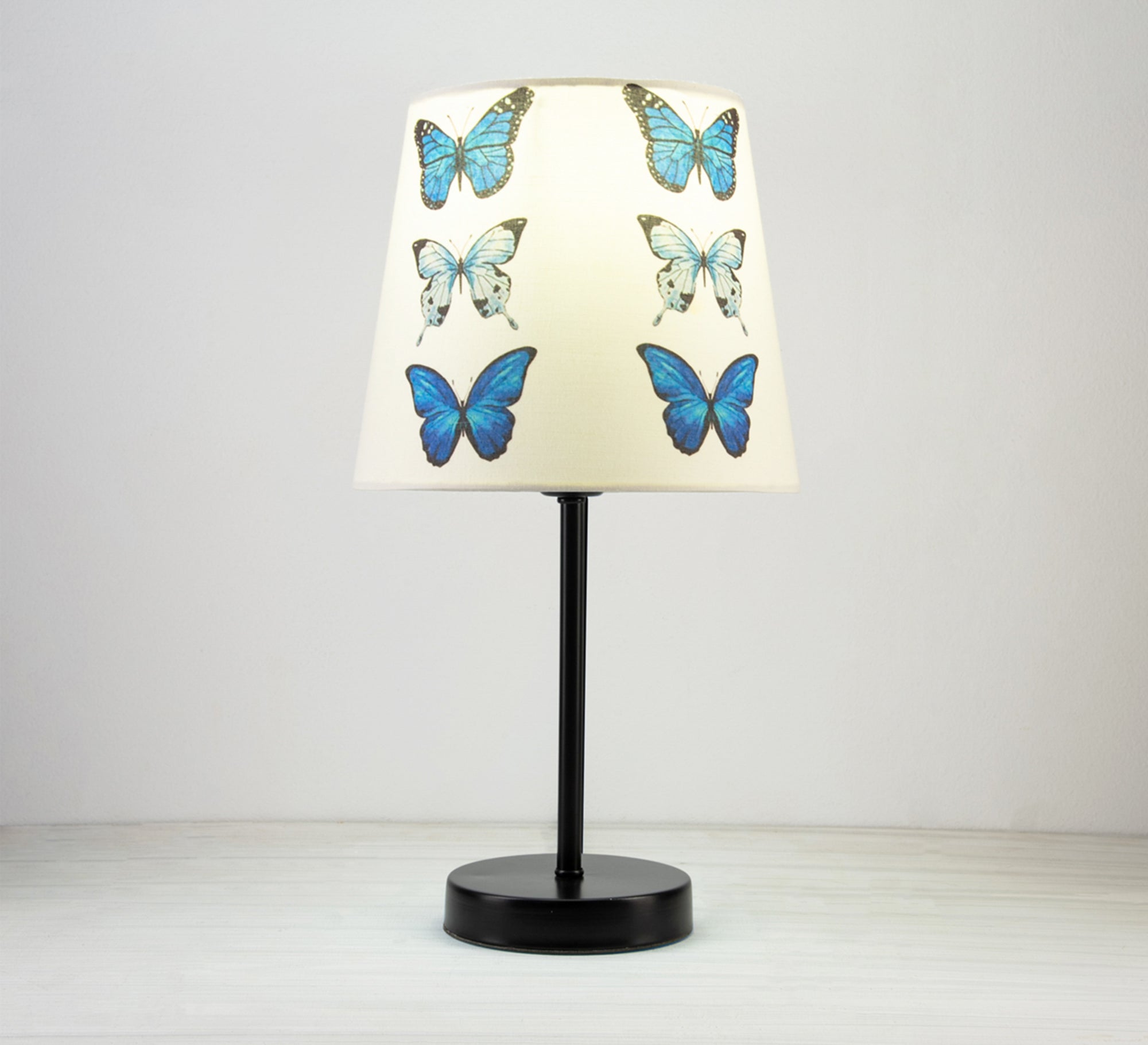 Blue Butterfly Lamp: A delicate and charming design with a black base. - Vitrine Furniture - Lighting