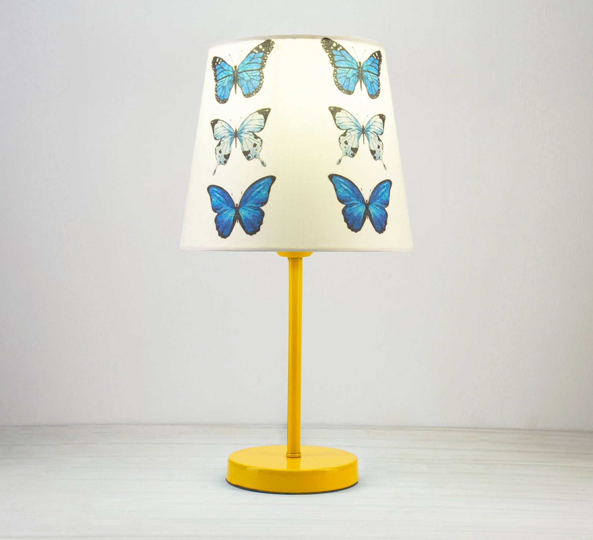Blue Butterfly Lamp: A delicate and charming design with a golden base. - Vitrine Furniture - Lighting