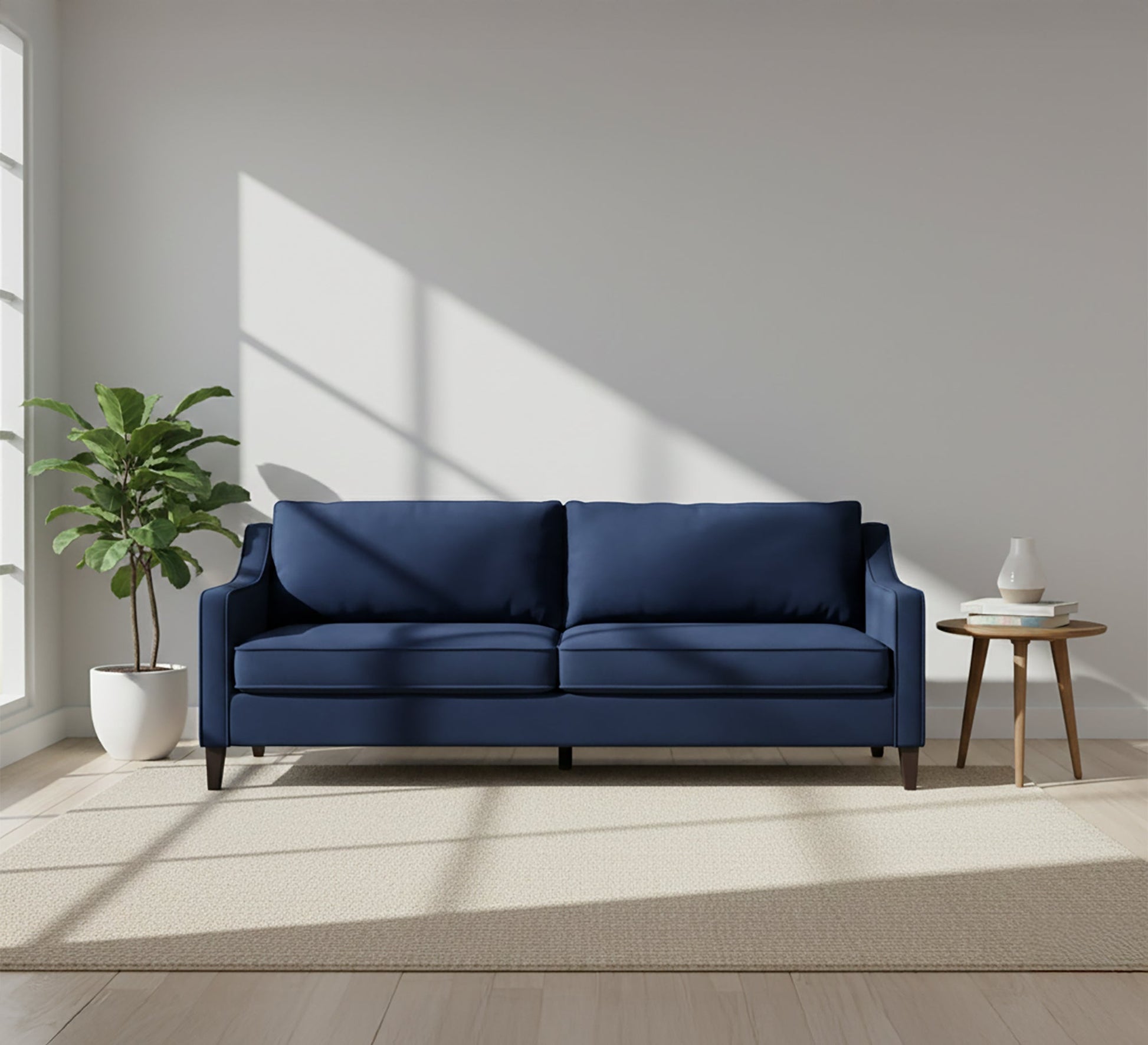 Blue sofa with curved armrests - Vitrine Furniture - Living room Sofas