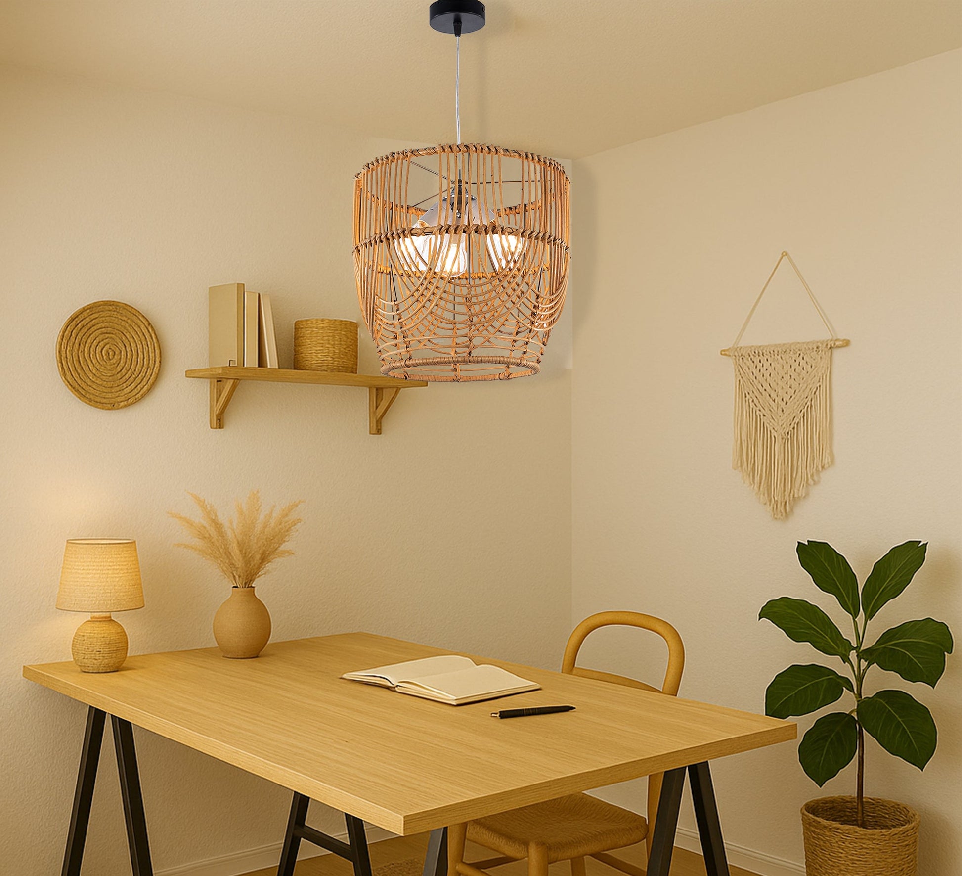 Bohemian rattan pendant light - Vitrine Furniture - Lighting