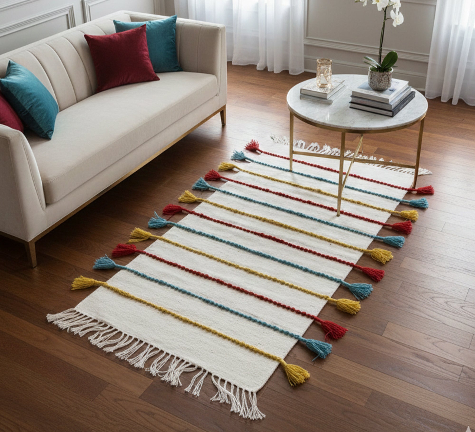 Bohemian striped rug in multiple colors - Vitrine Furniture - Accessories