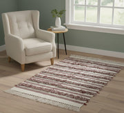 Bohemian striped rug with a textured pattern and fringes - Vitrine Furniture - Accessories