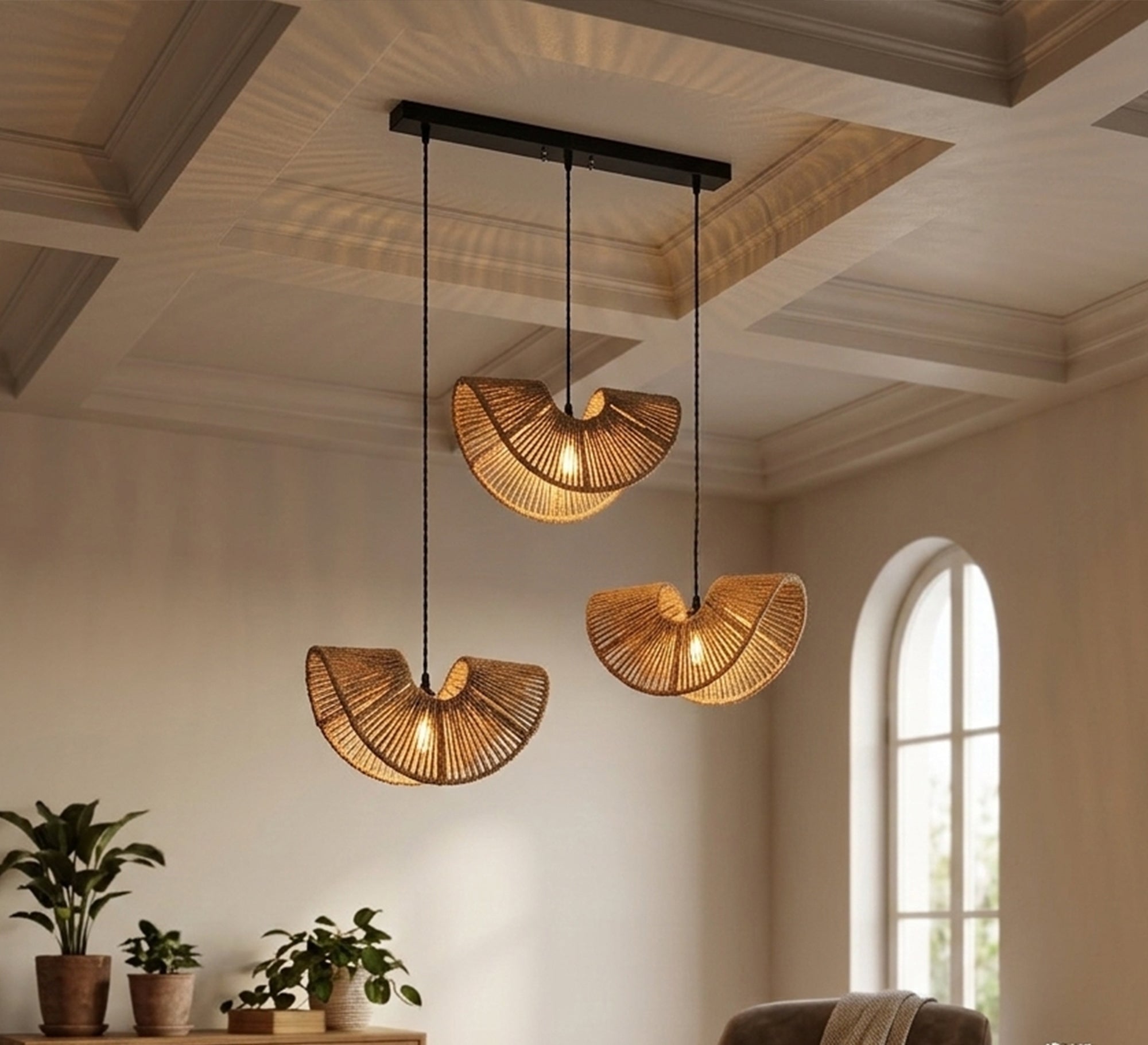 Bohemian - style triple - tiered chandelier - Vitrine Furniture - Ceiling lights