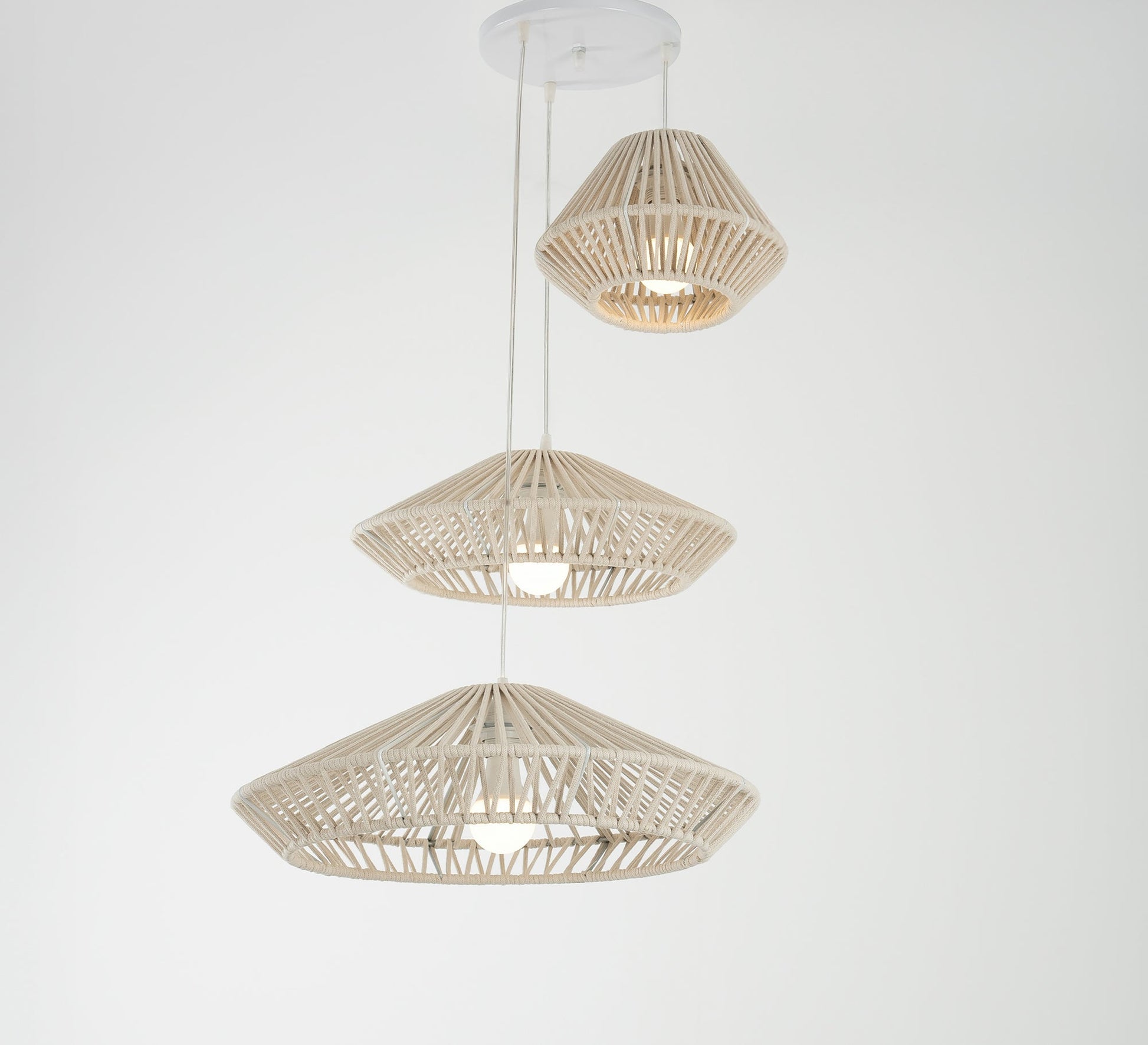 Bohemian triple chandelier with a conical design - Vitrine Furniture - Ceiling lights