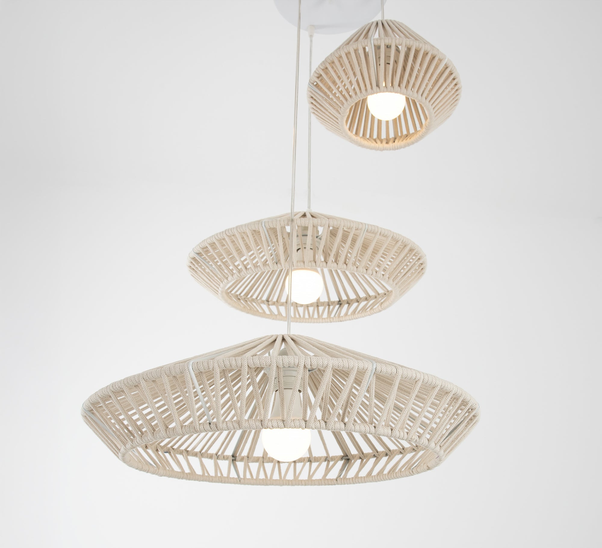 Bohemian triple chandelier with a conical design - Vitrine Furniture - Ceiling lights