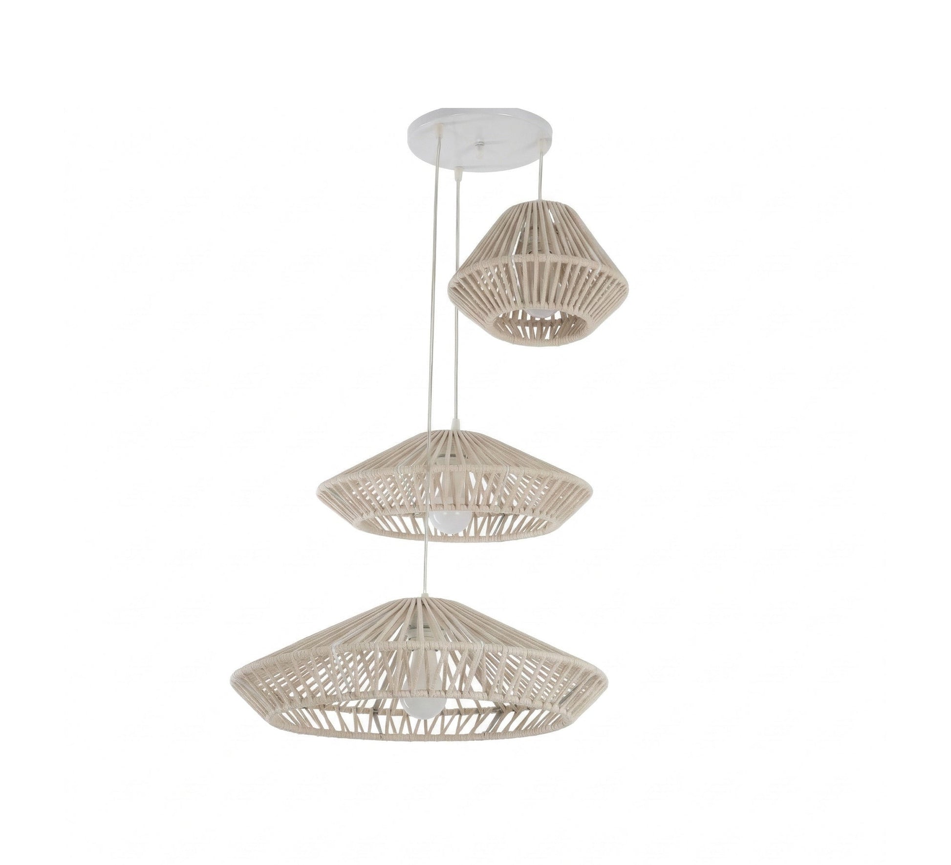 Bohemian triple chandelier with a conical design - Vitrine Furniture - Ceiling lights